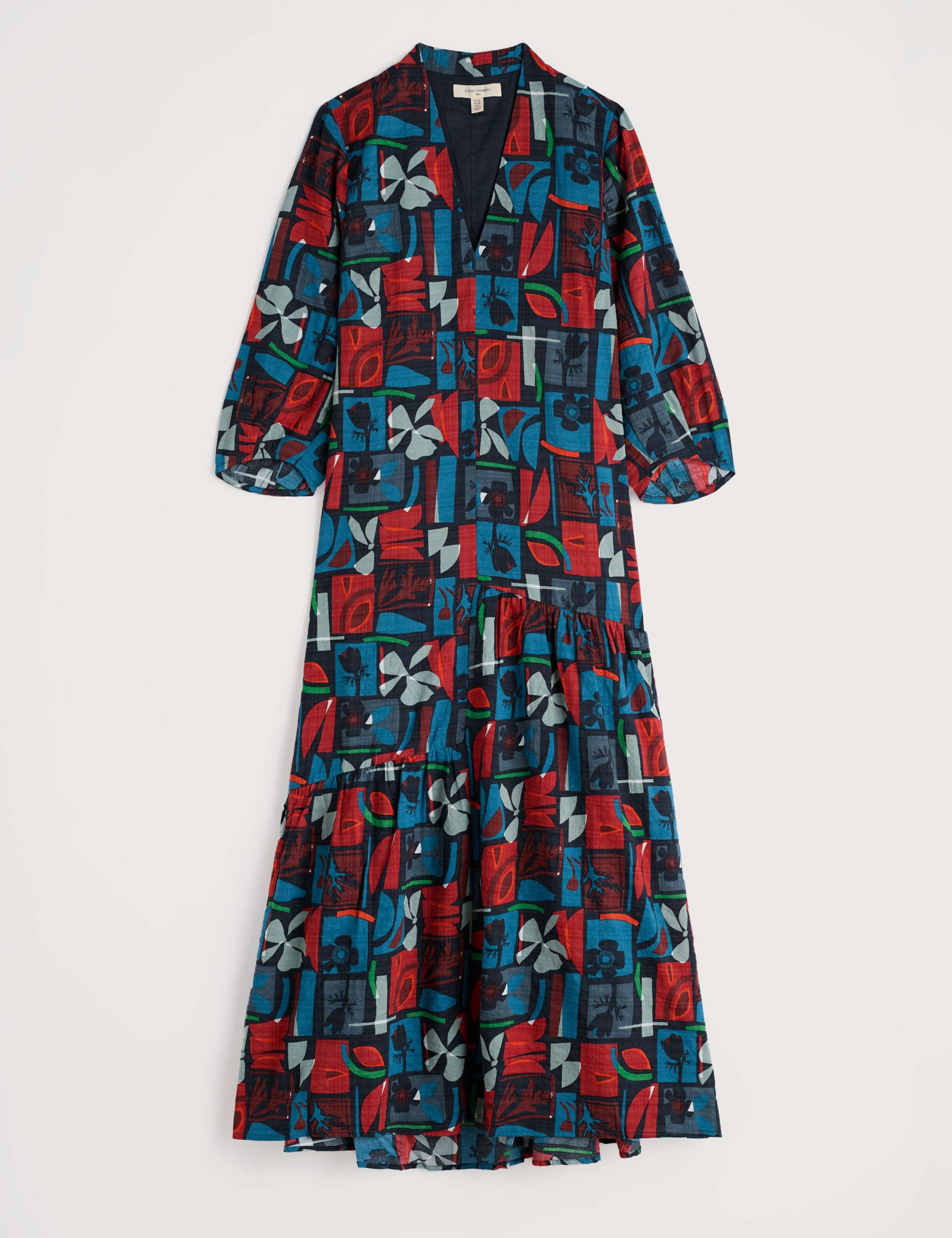 Cotton Rich Printed Midaxi Tiered Dress 2 of 5