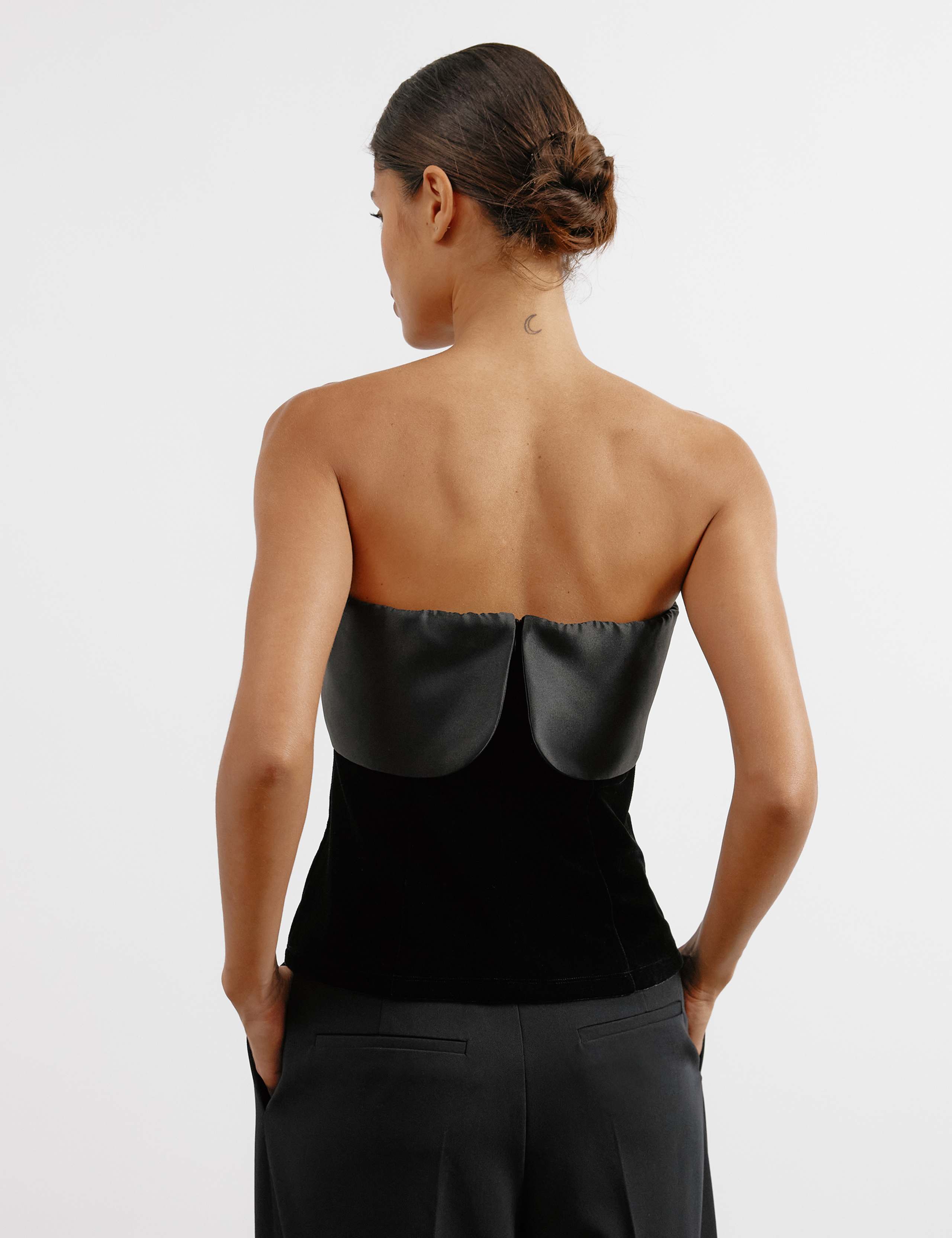 Velvet Satin Bow Bandeau Top 3 of 5