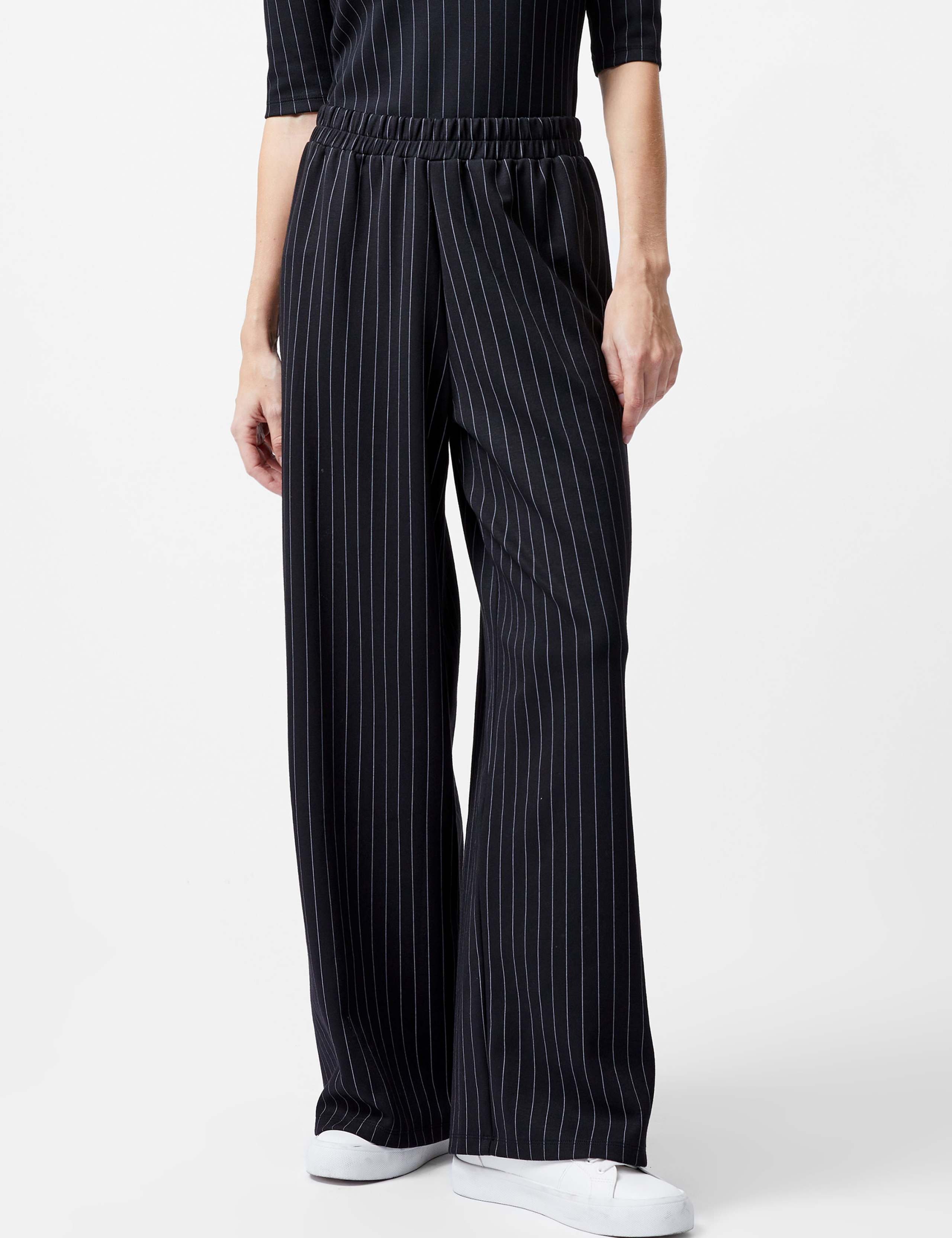 Modal Blend Jersey Pinstripe Wide Leg Trousers 3 of 3