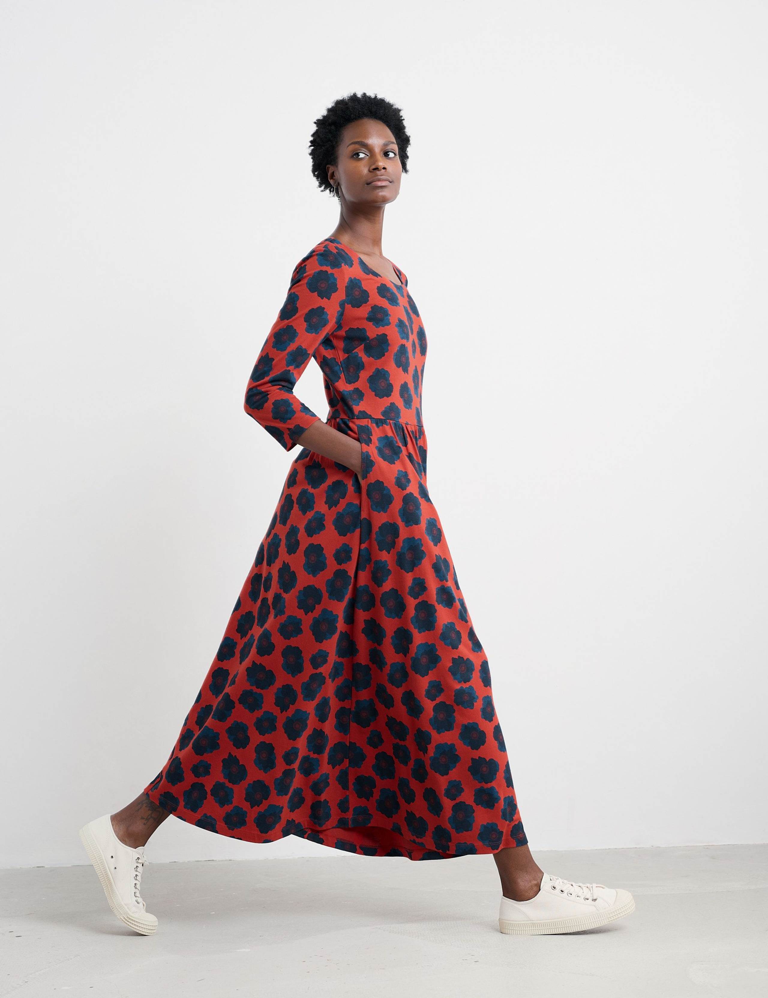 Cotton Rich Floral Midi Smock Dress 1 of 4