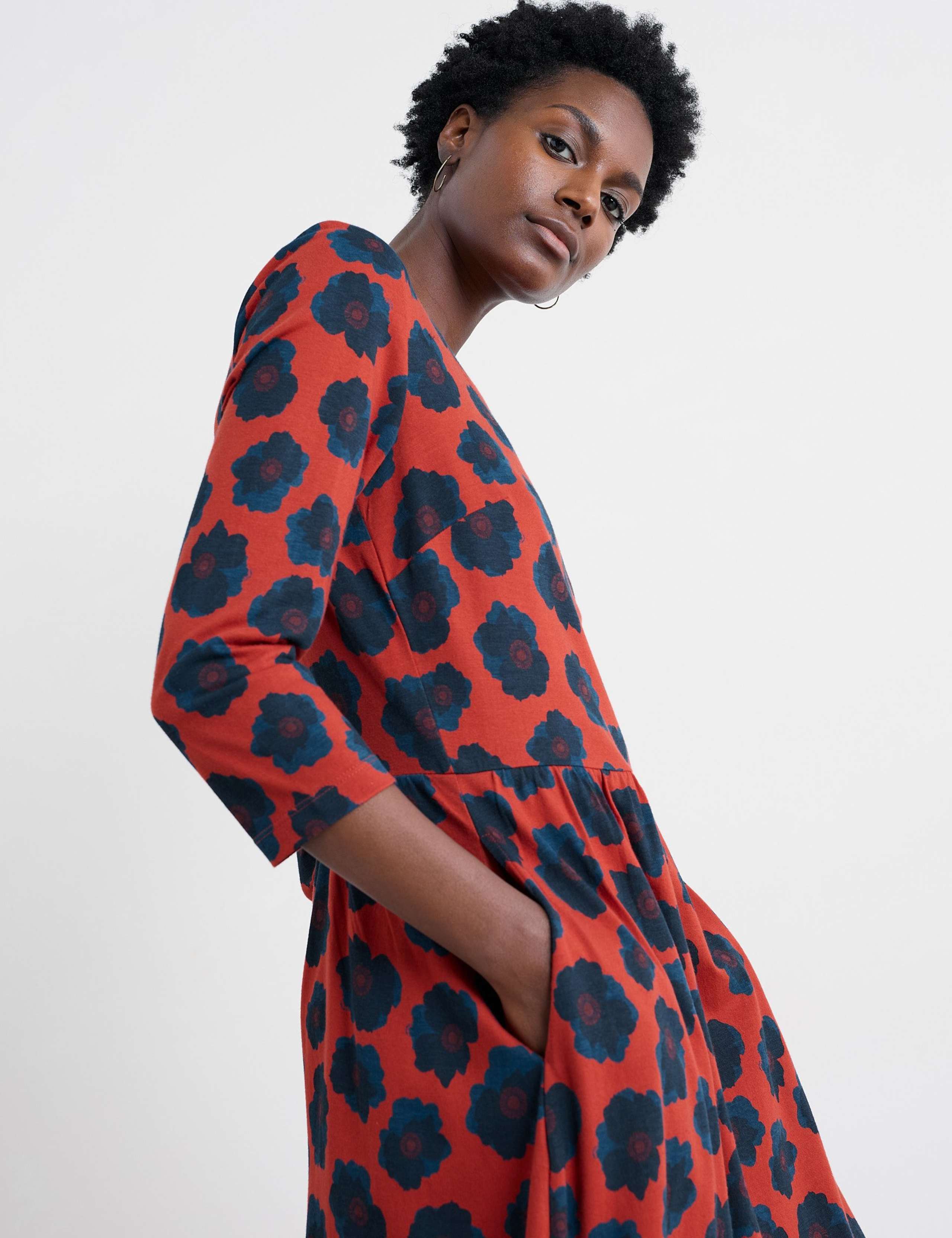 Cotton Rich Floral Midi Smock Dress 3 of 4