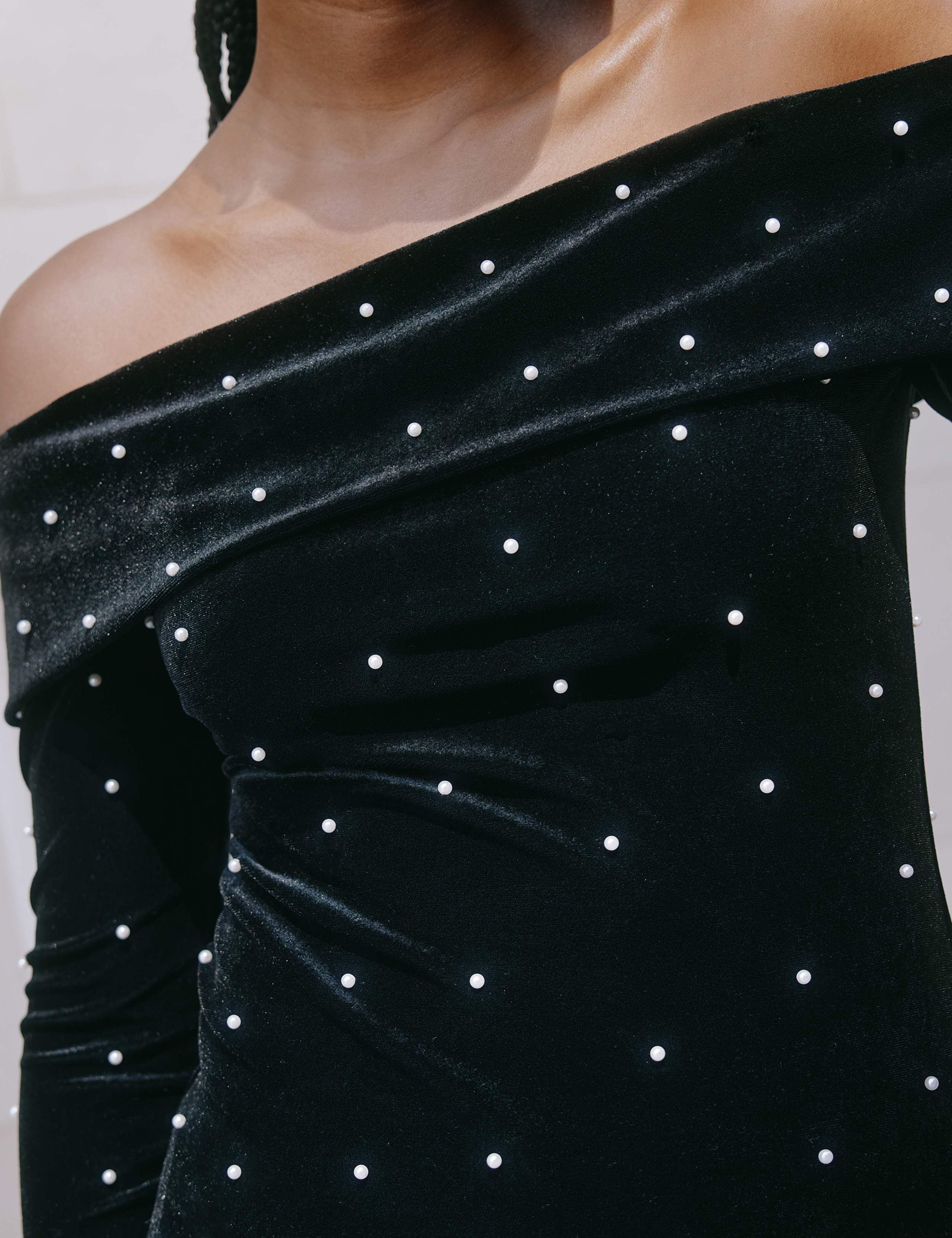 Velvet Embellished Bardot Top 3 of 4