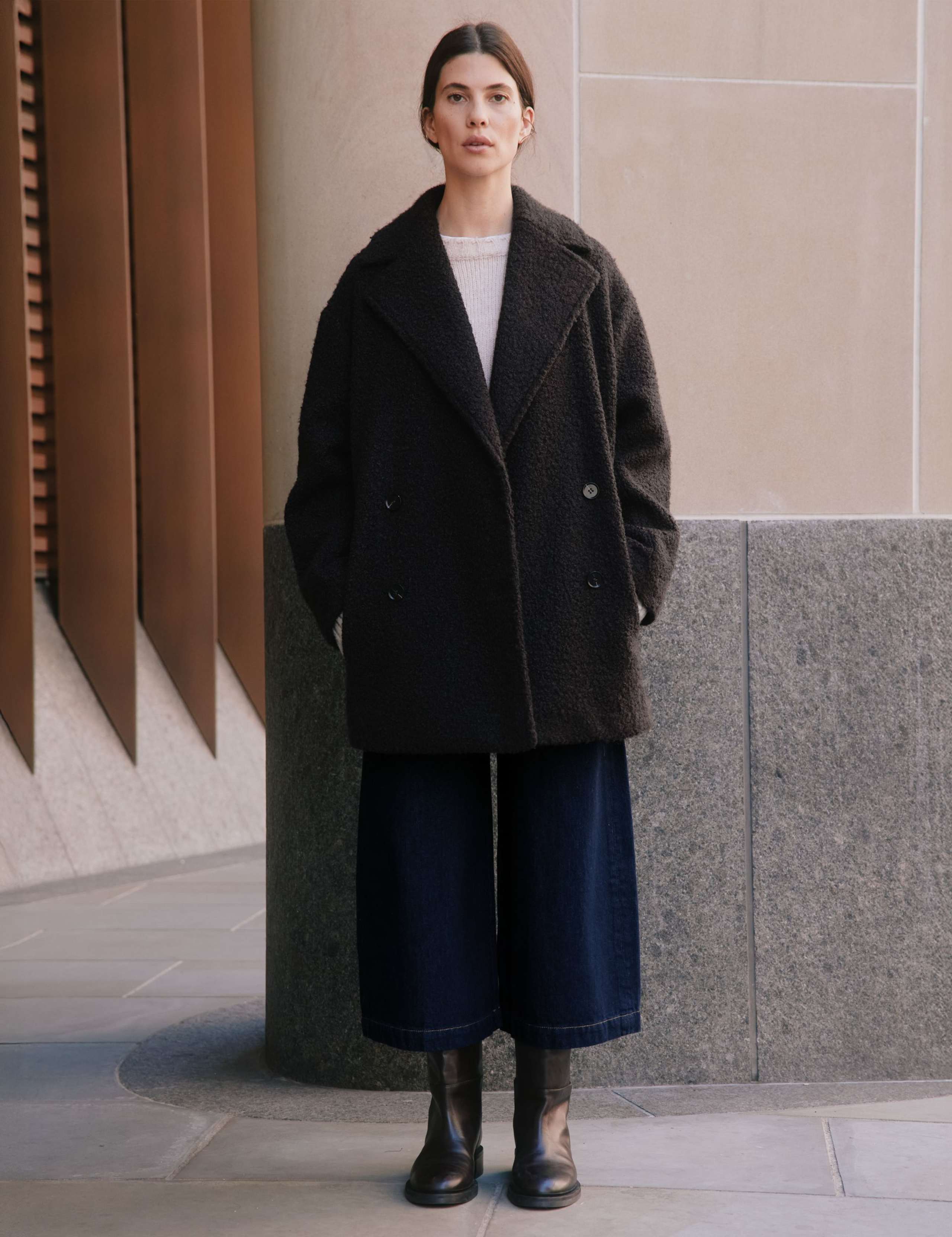 Faux Shearling Oversized Double Breasted Boyfriend Coat 1 of 4