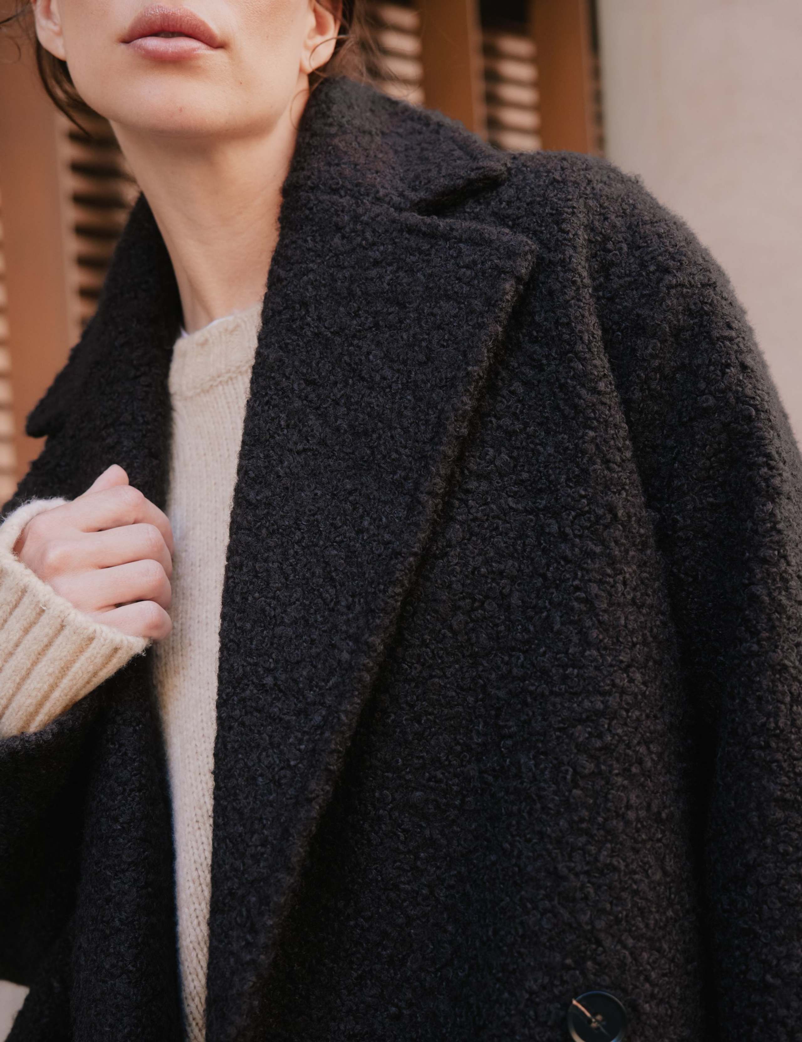 Faux Shearling Oversized Double Breasted Boyfriend Coat 3 of 4