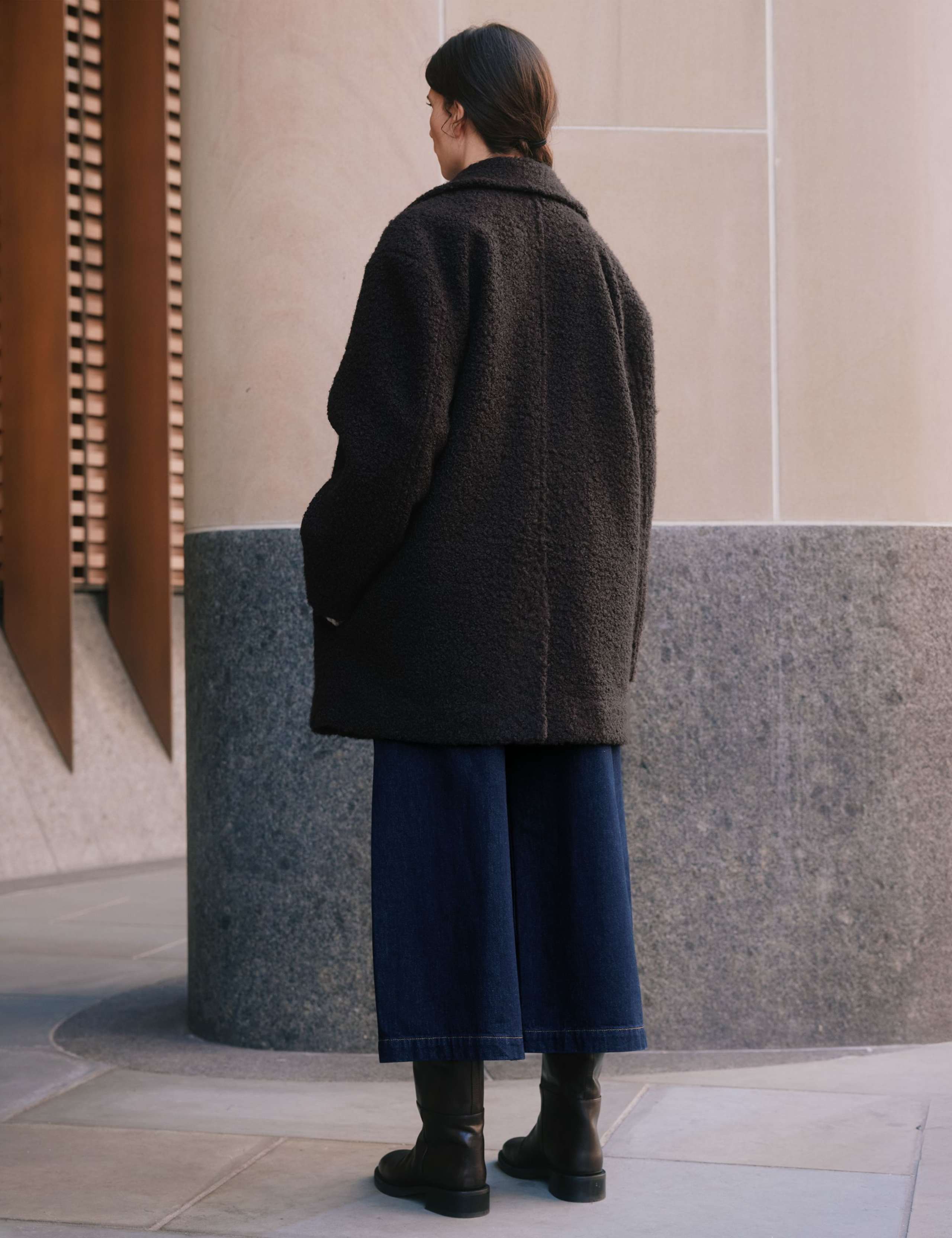 Faux Shearling Oversized Double Breasted Boyfriend Coat 4 of 4