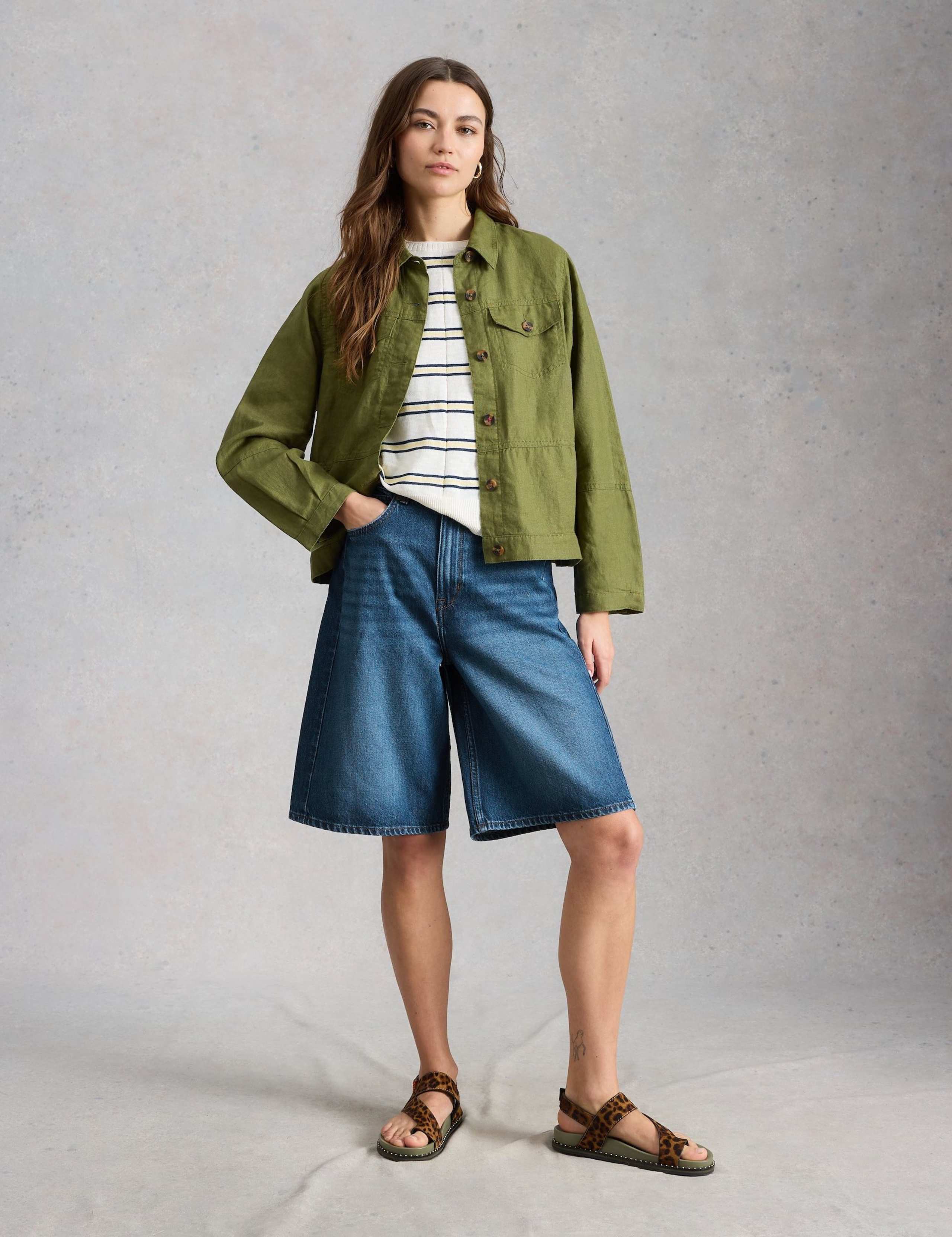 Denim Longer Length Shorts 1 of 6