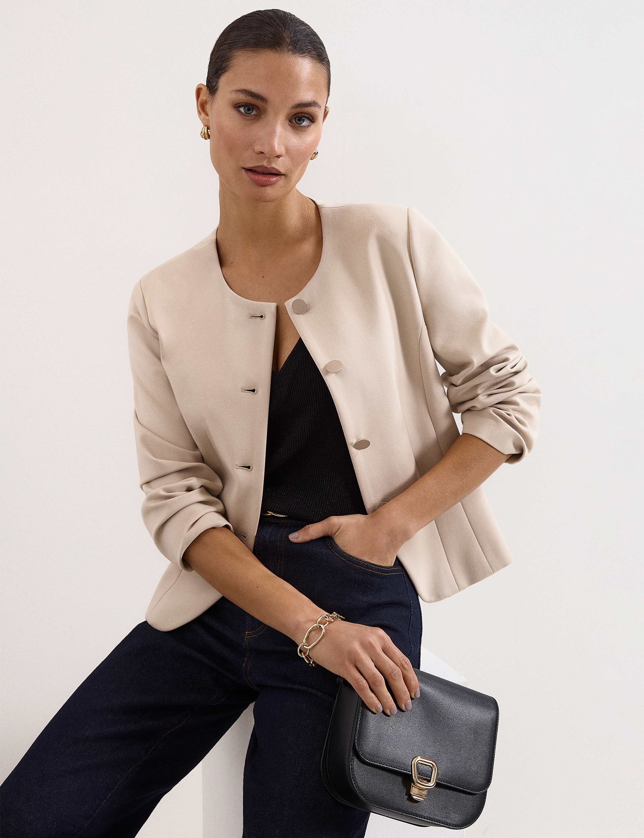 Structured Single Breasted Short Jacket 1 of 6