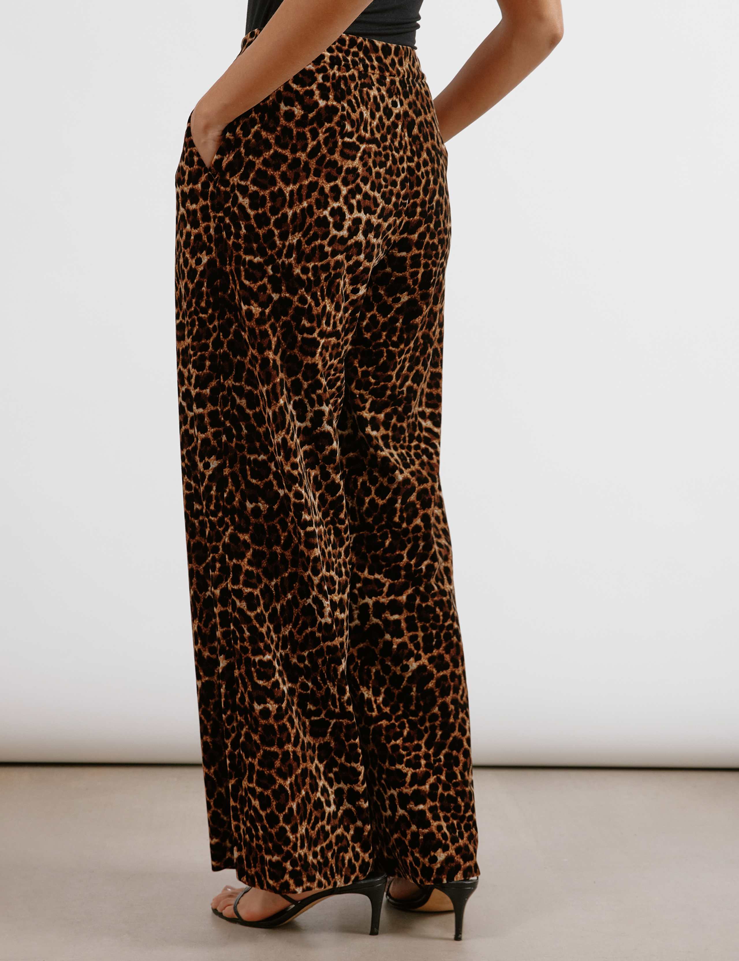 Velvet Animal Print Wide Leg Trousers 4 of 6