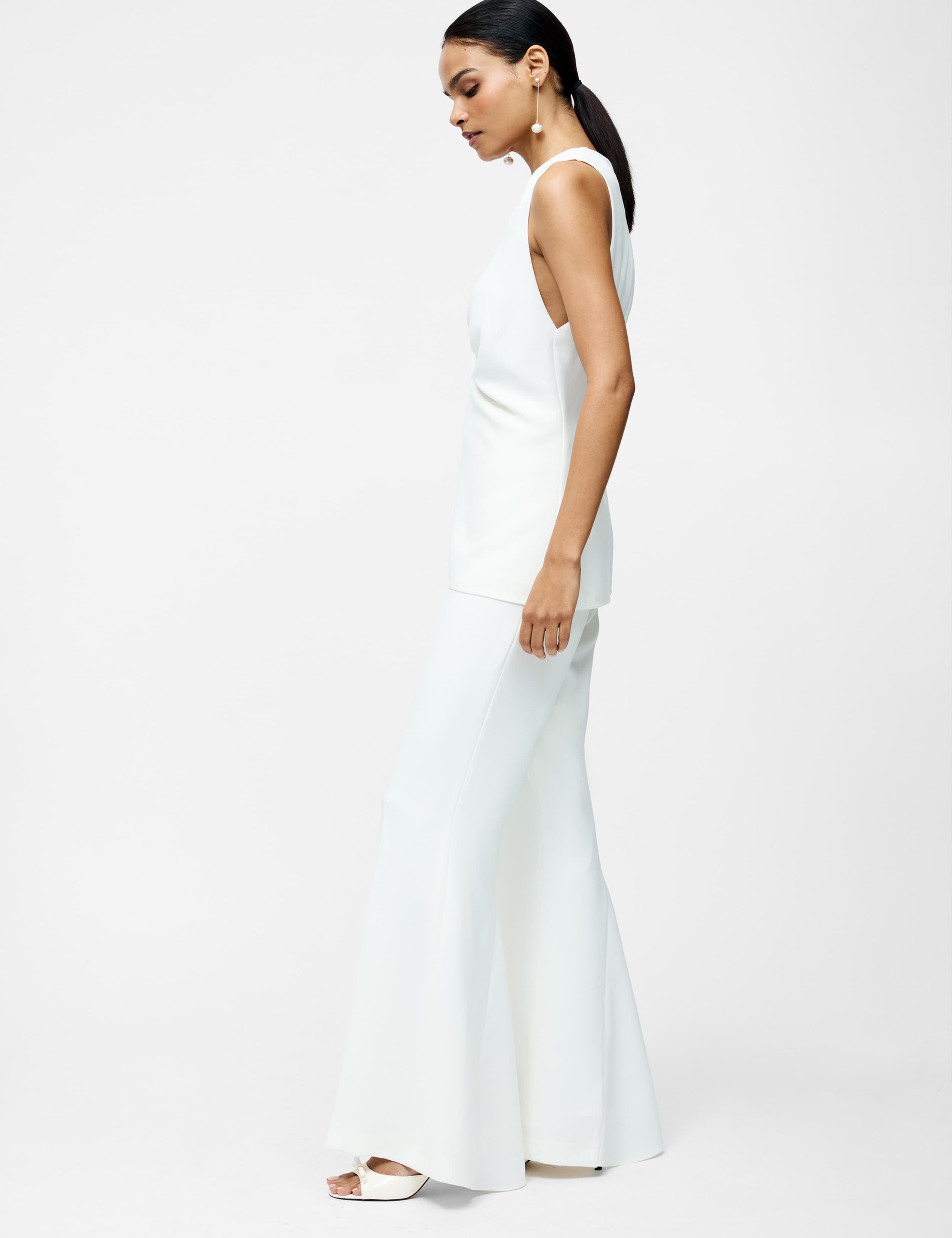 Straight Leg Flared Trousers with Stretch 3 of 3