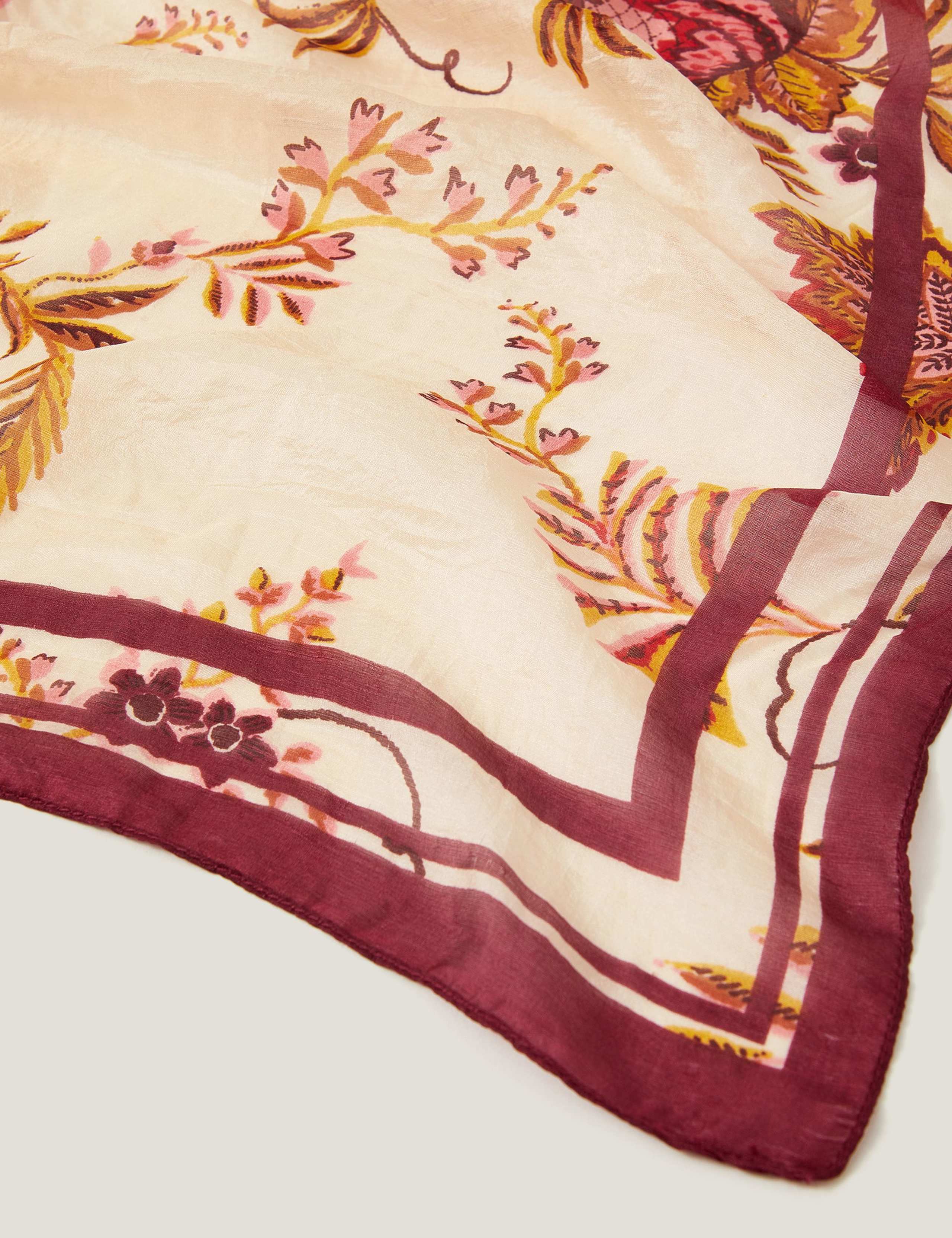 Pure Silk Floral Square Scarf 3 of 3