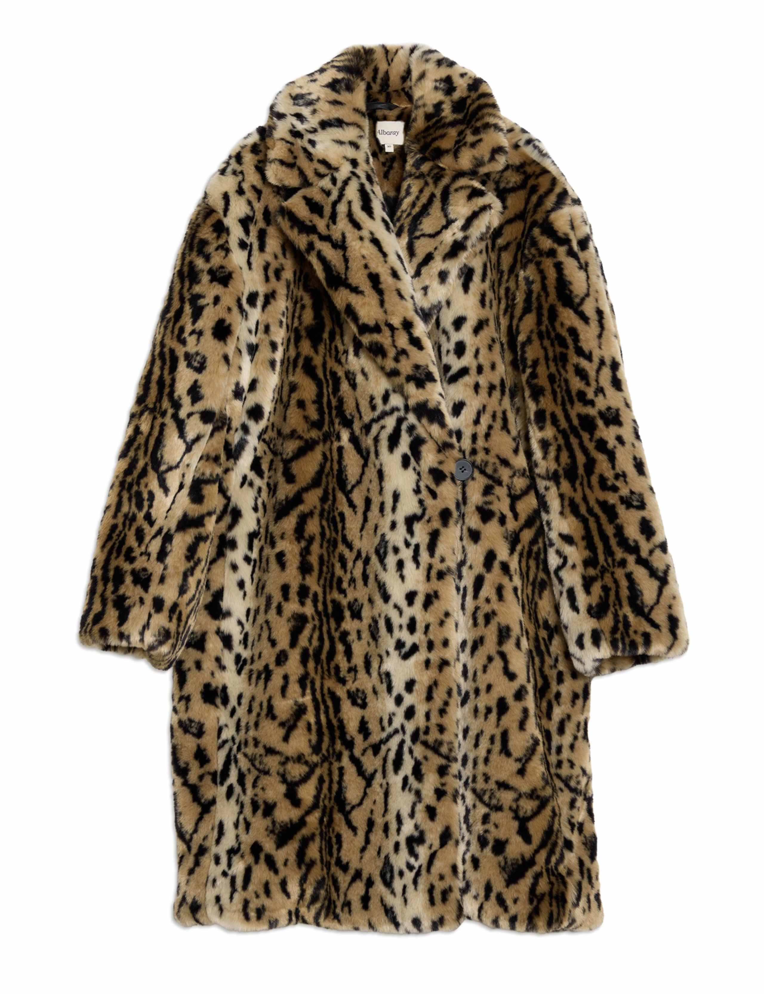 Faux Fur Leopard Print Oversized Longline Coat 2 of 4