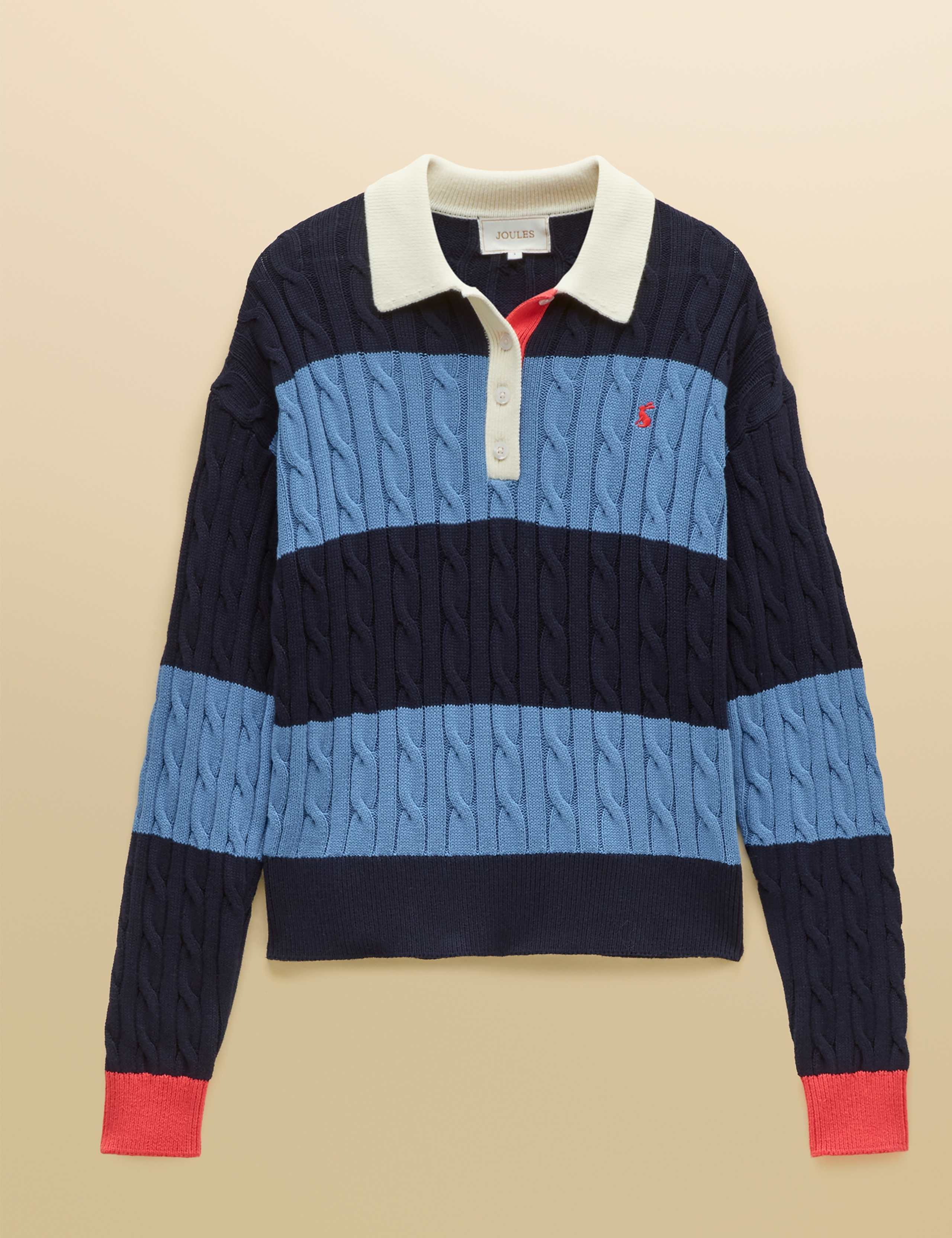 Pure Cotton Striped Collared Rugby Jumper 2 of 7