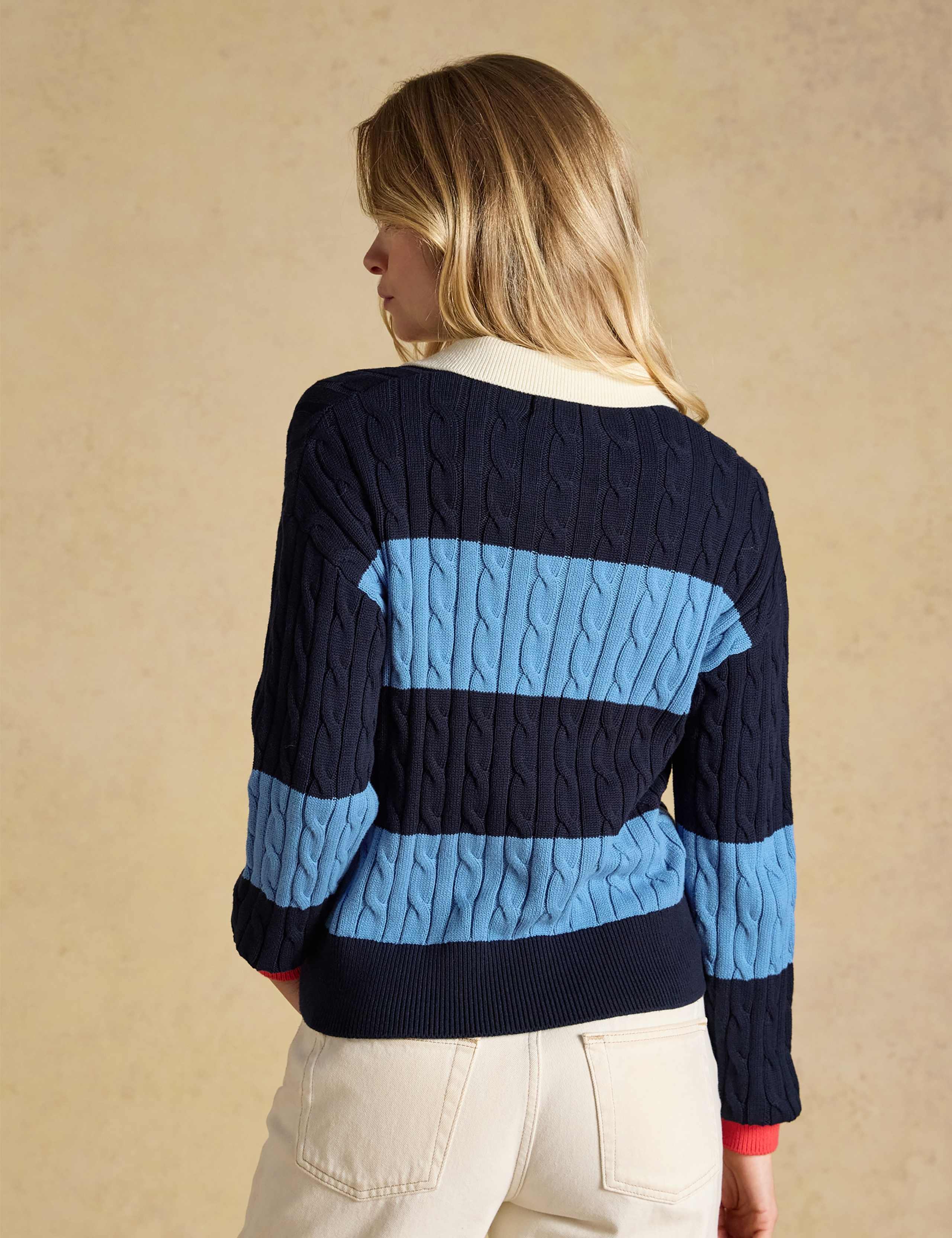 Pure Cotton Striped Collared Rugby Jumper 3 of 7