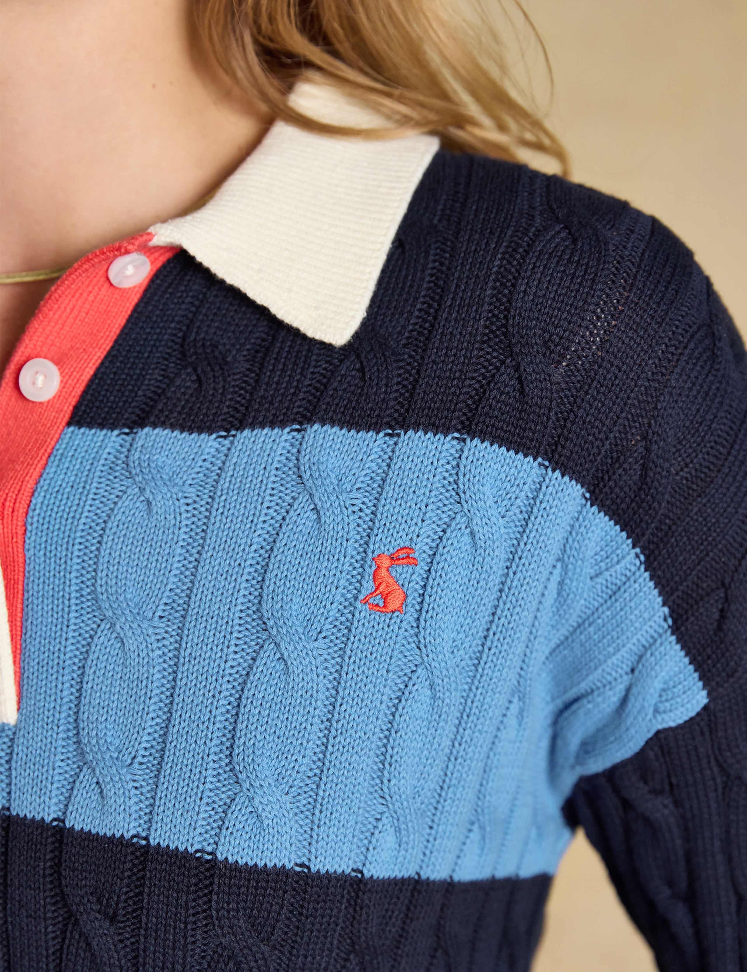 Pure Cotton Striped Collared Rugby Jumper 5 of 7