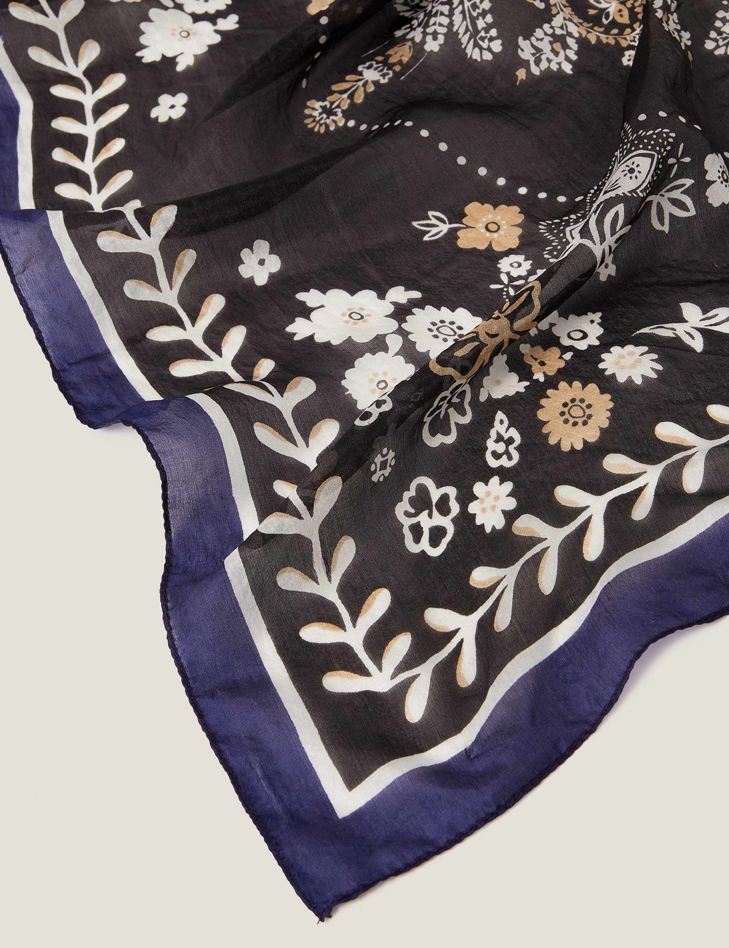 Pure Silk Floral Square Scarf 2 of 2