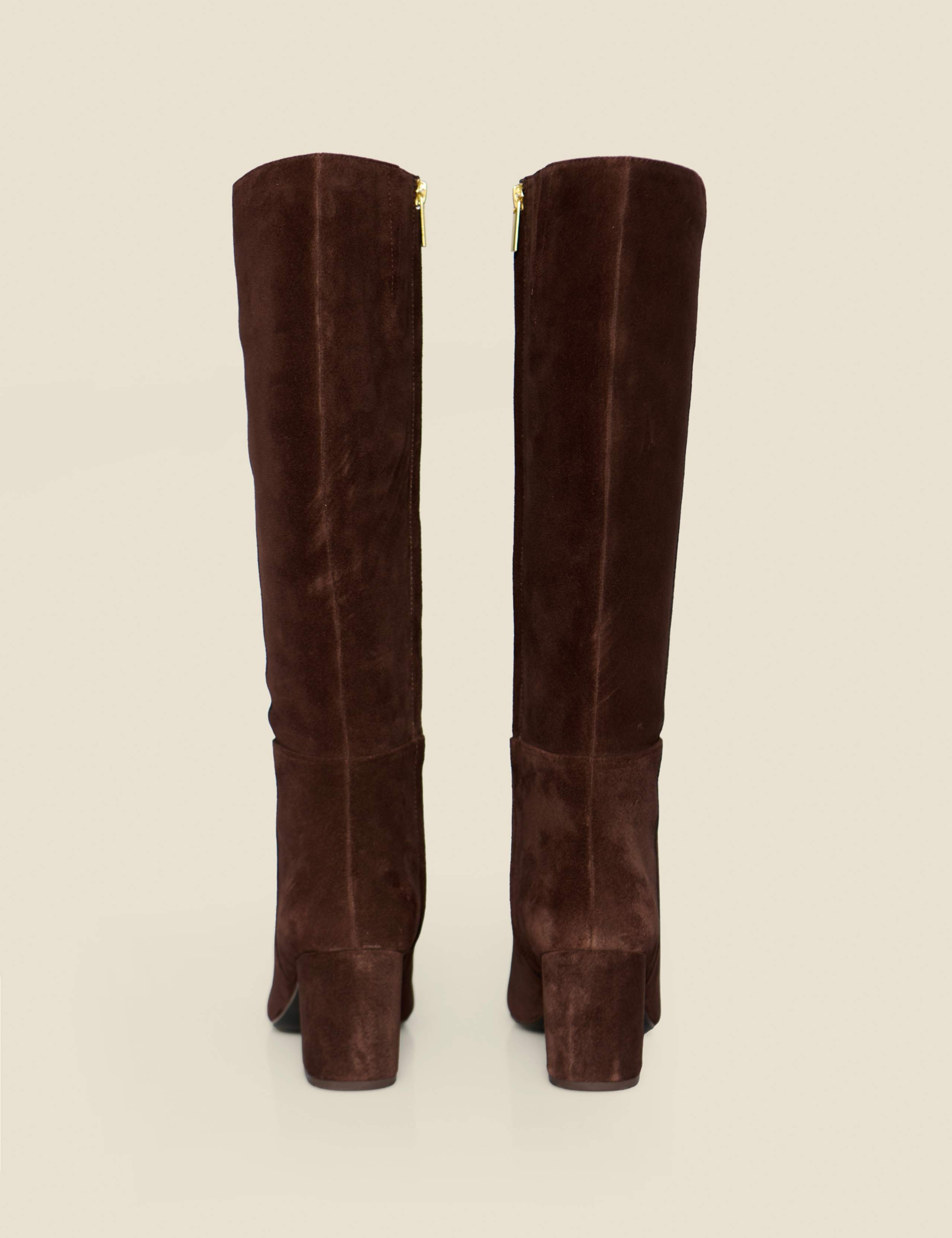 Suede Square Toe Block Heel Knee High Boots 2 of 5