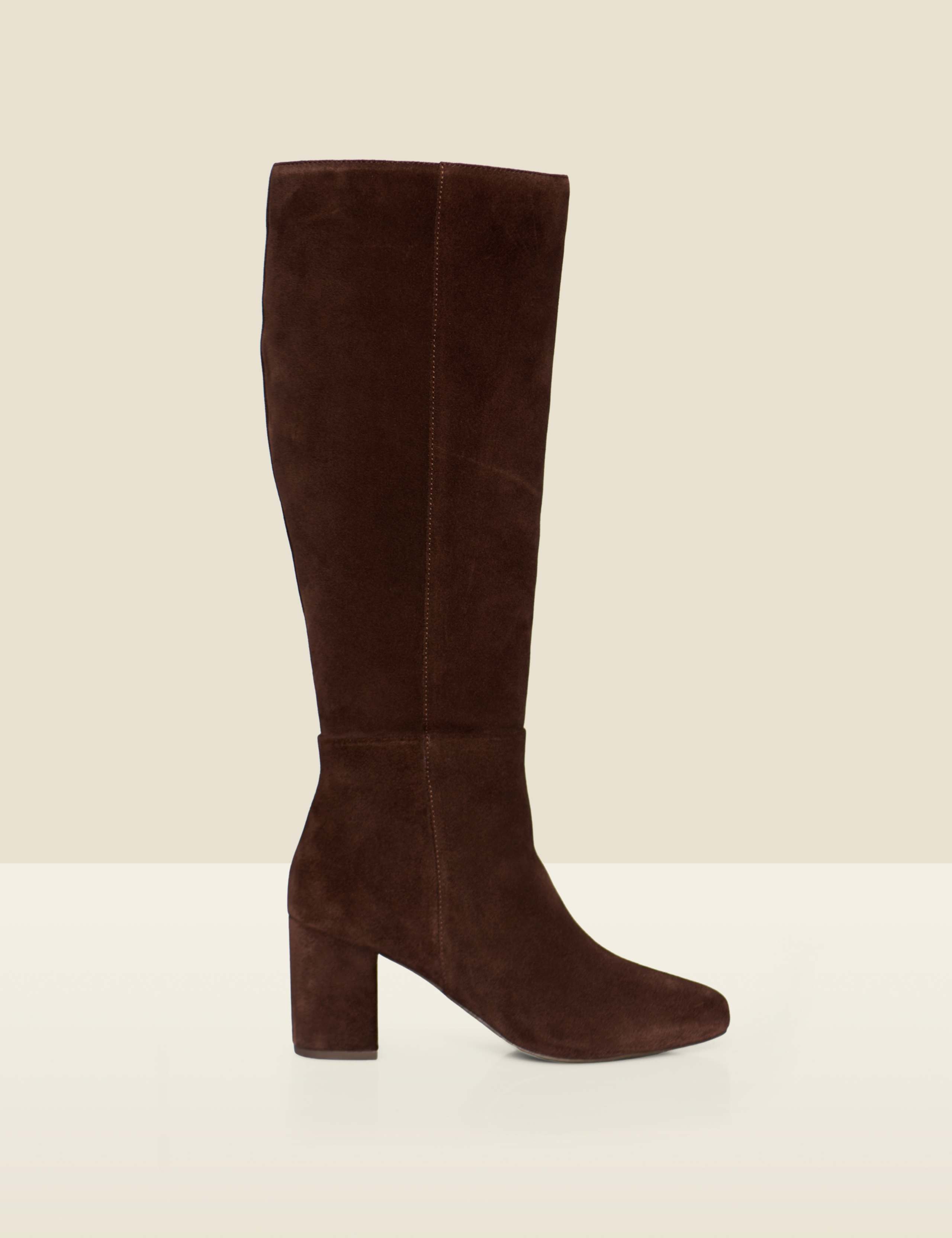 Suede Square Toe Block Heel Knee High Boots 3 of 5