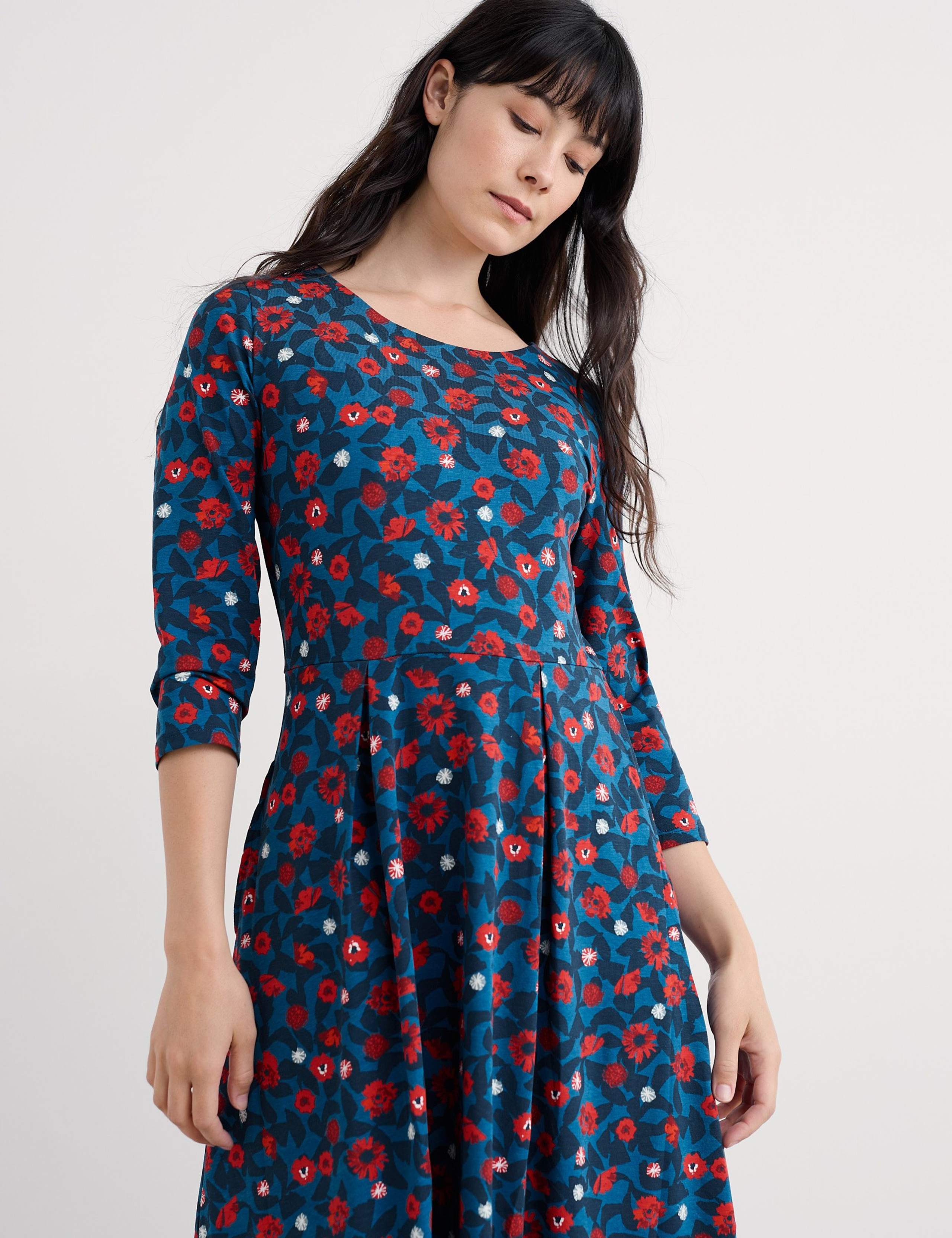 Cotton Rich Floral Midi Smock Dress 3 of 5