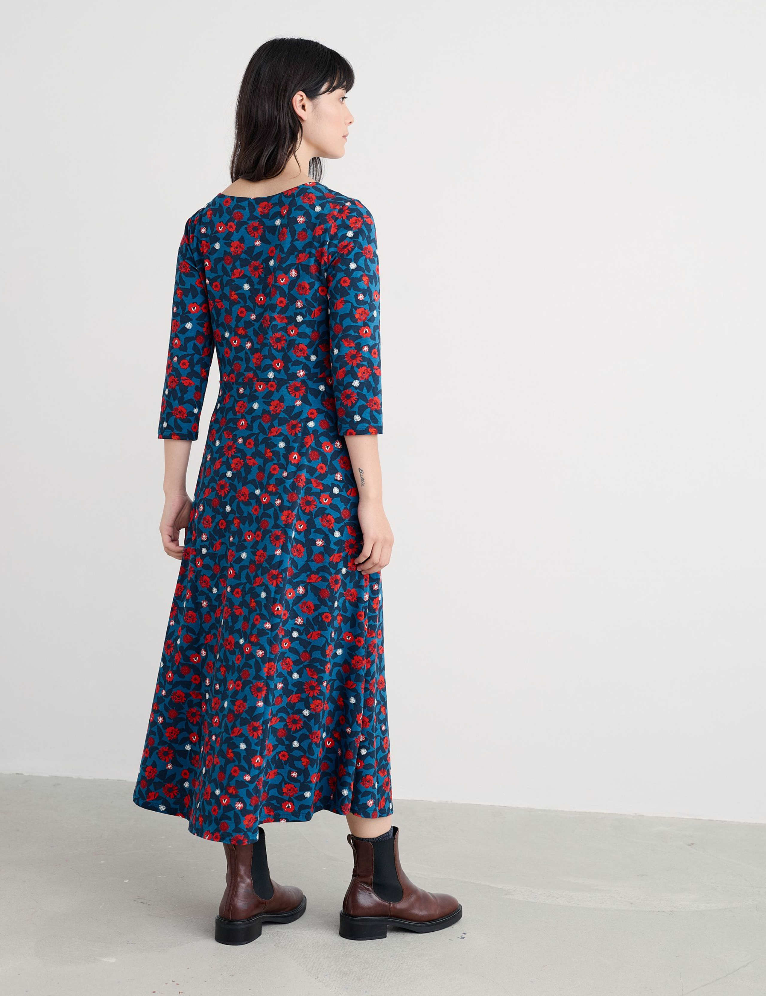 Cotton Rich Floral Midi Smock Dress 4 of 5
