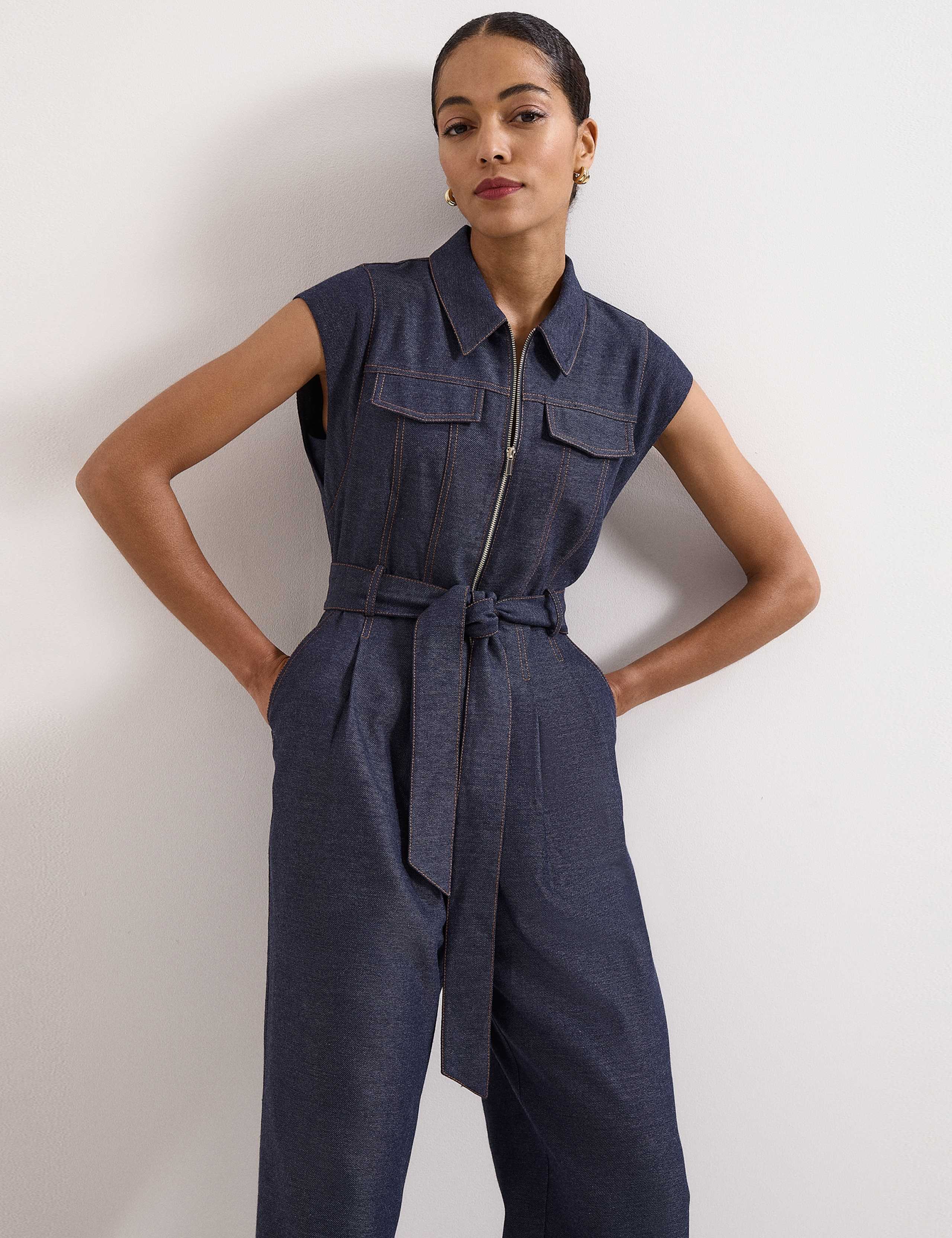 Luiza Denim Belted Wide Leg Jumpsuit 4 of 5