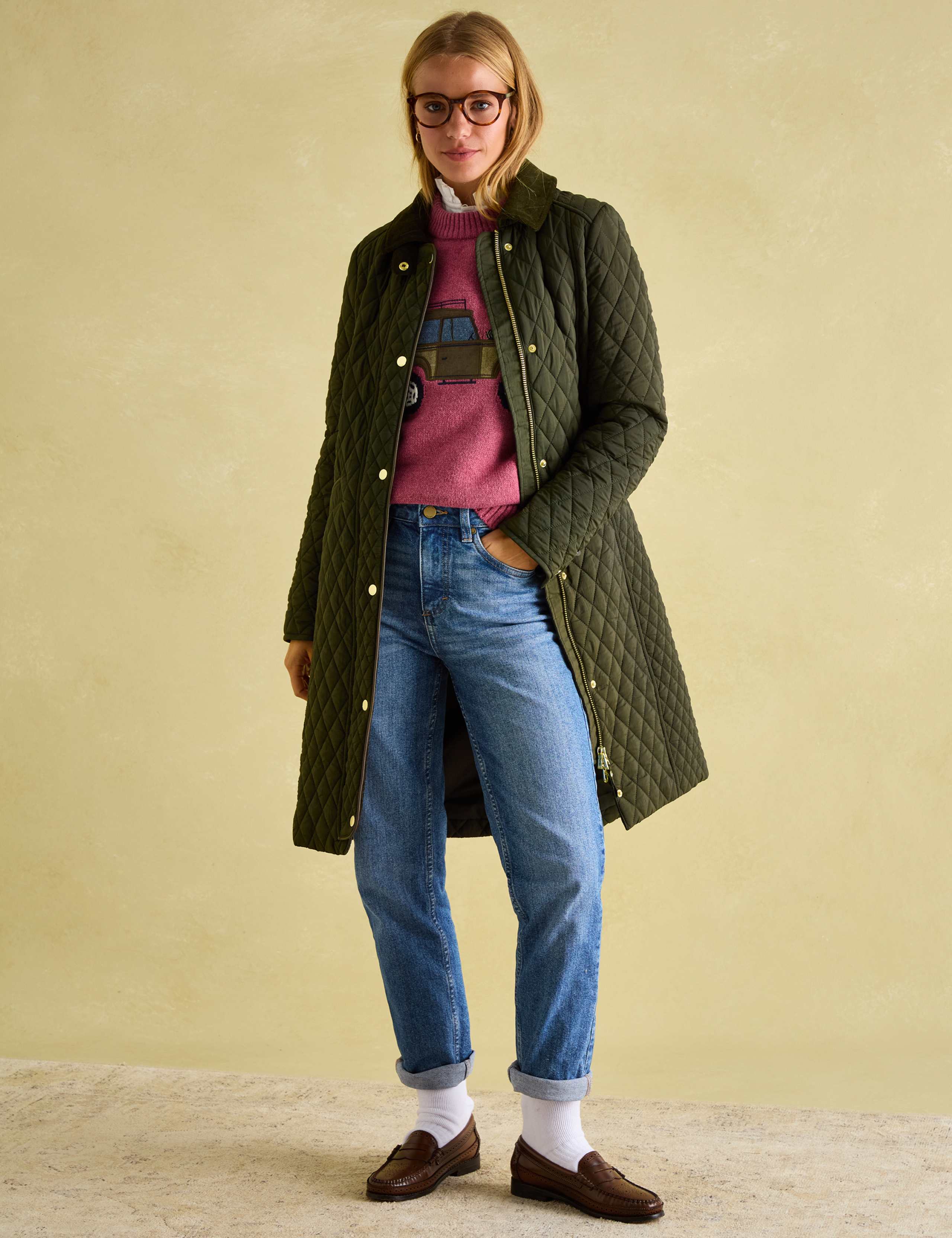 Showerproof Diamond Quilted Longline Coat 3 of 8