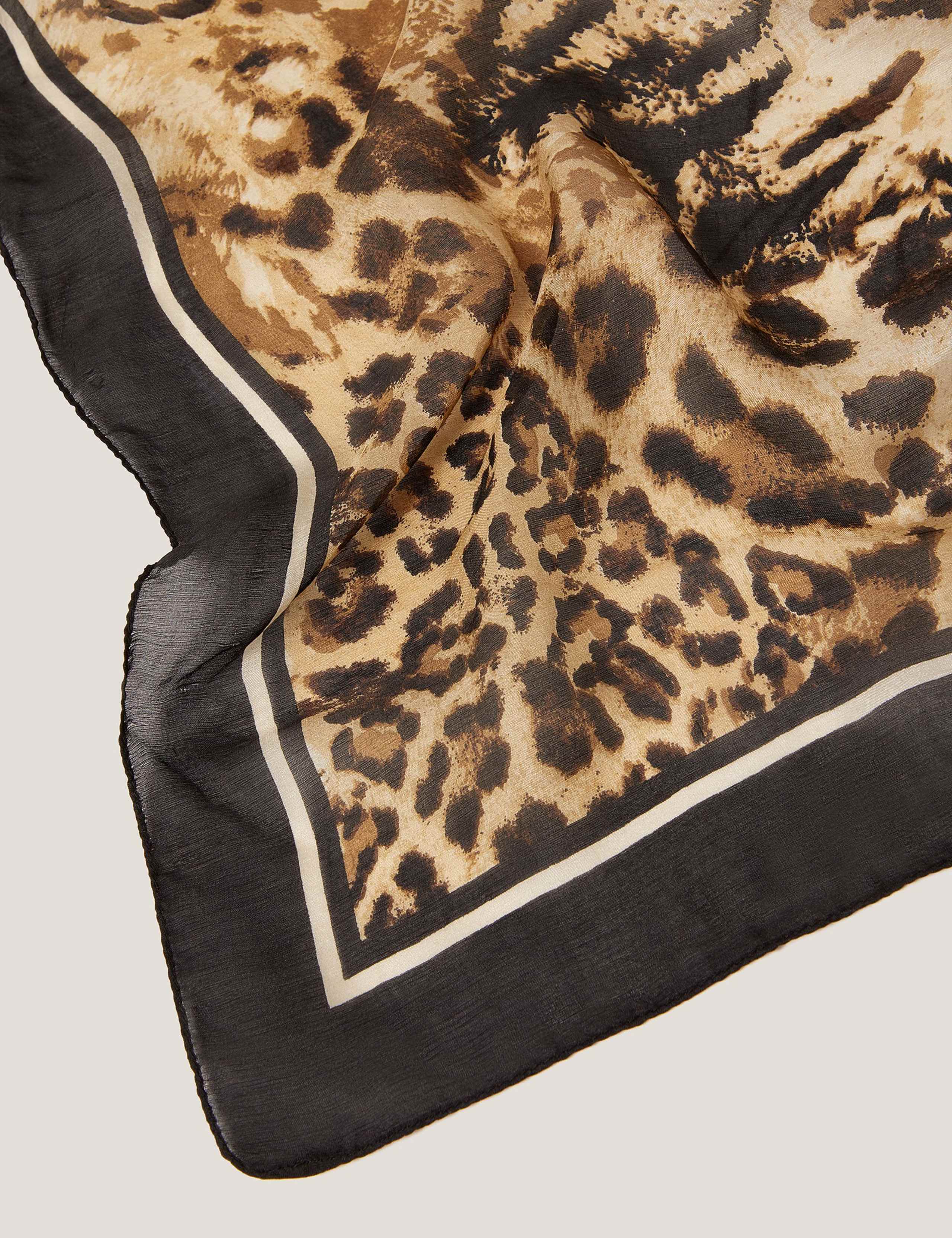 Pure Silk Leopard Print Scarf 2 of 2
