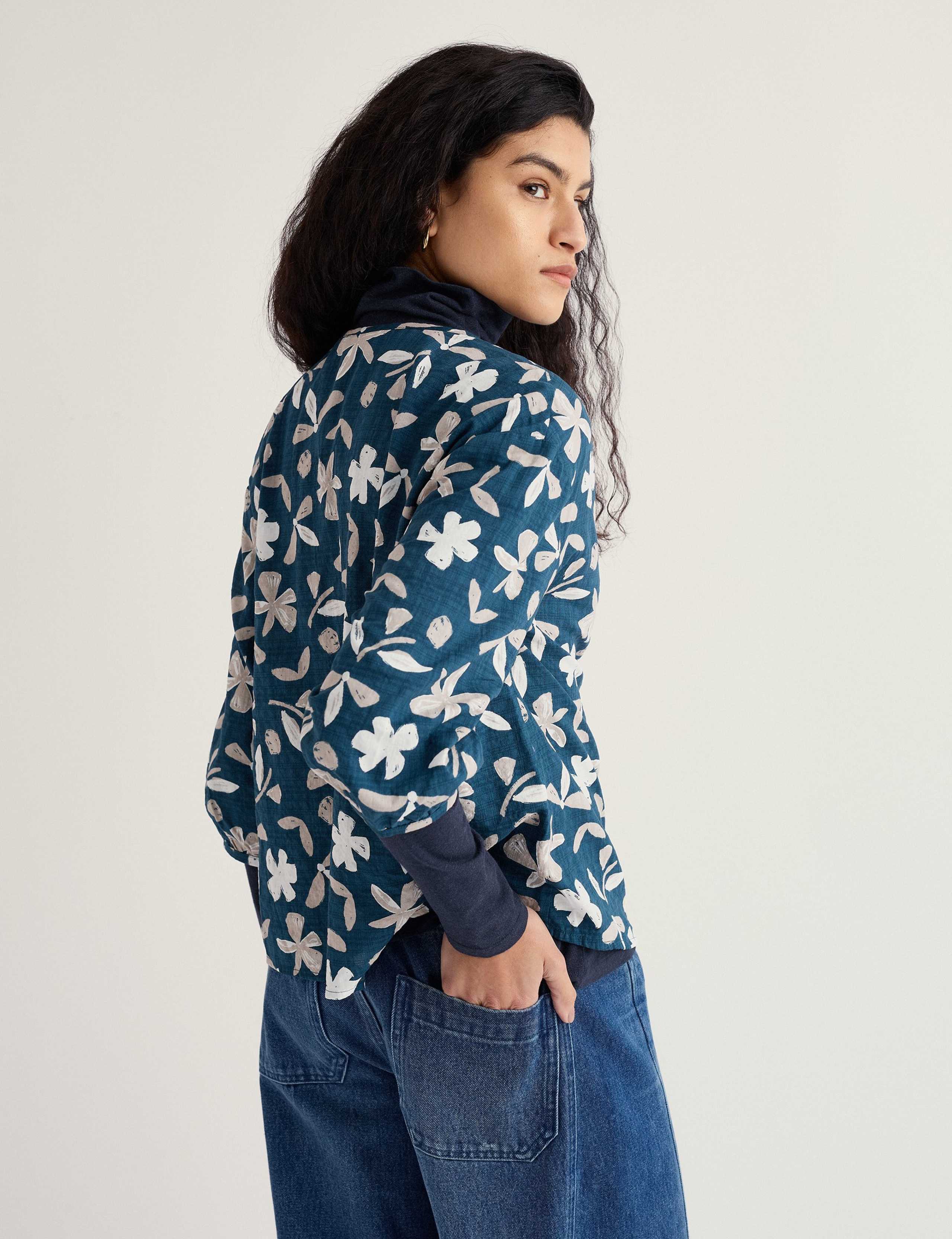 Cotton Rich Floral V Neck Relaxed Top 4 of 5