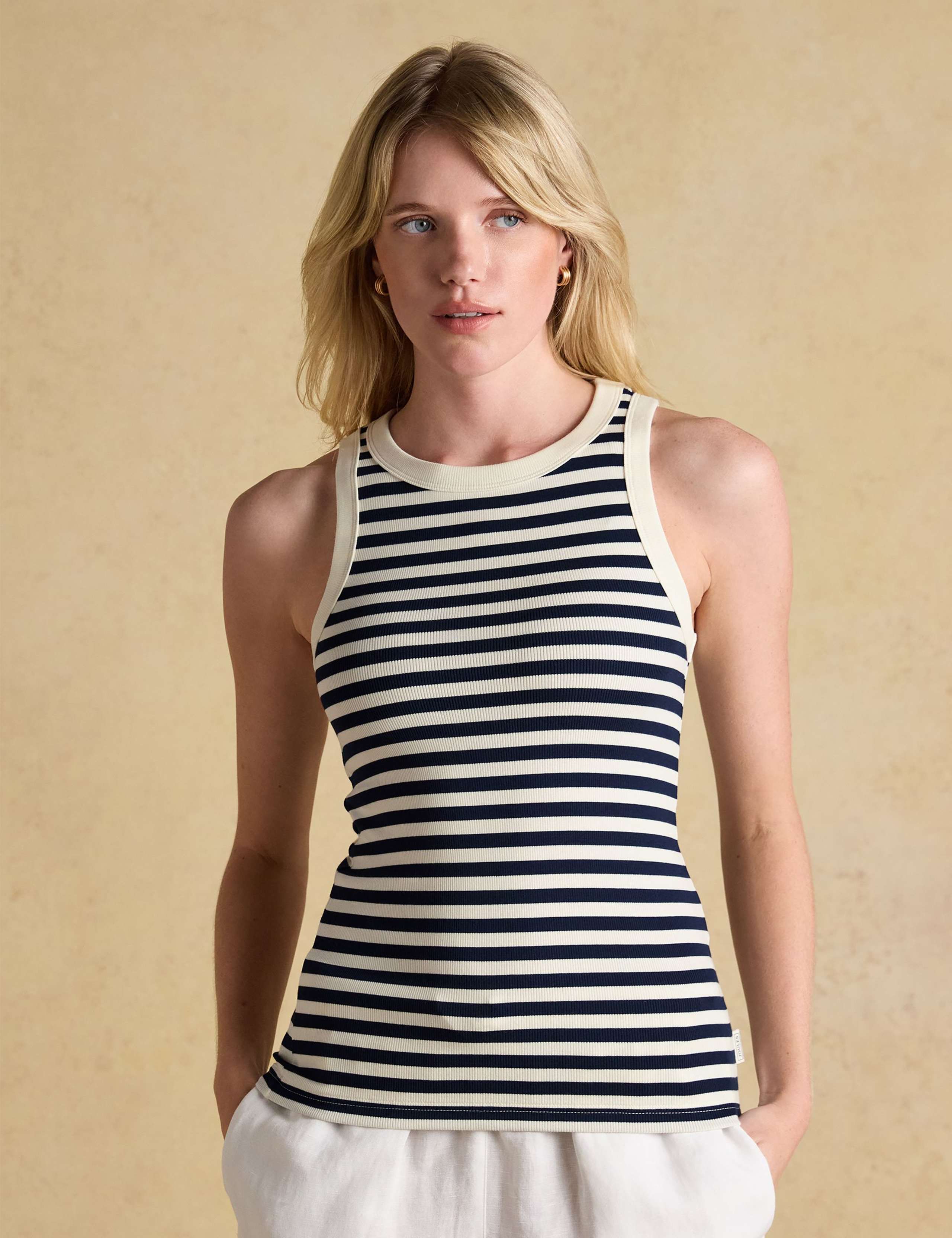 2 Pack Jersey Ribbed Striped Vest Tops 3 of 7