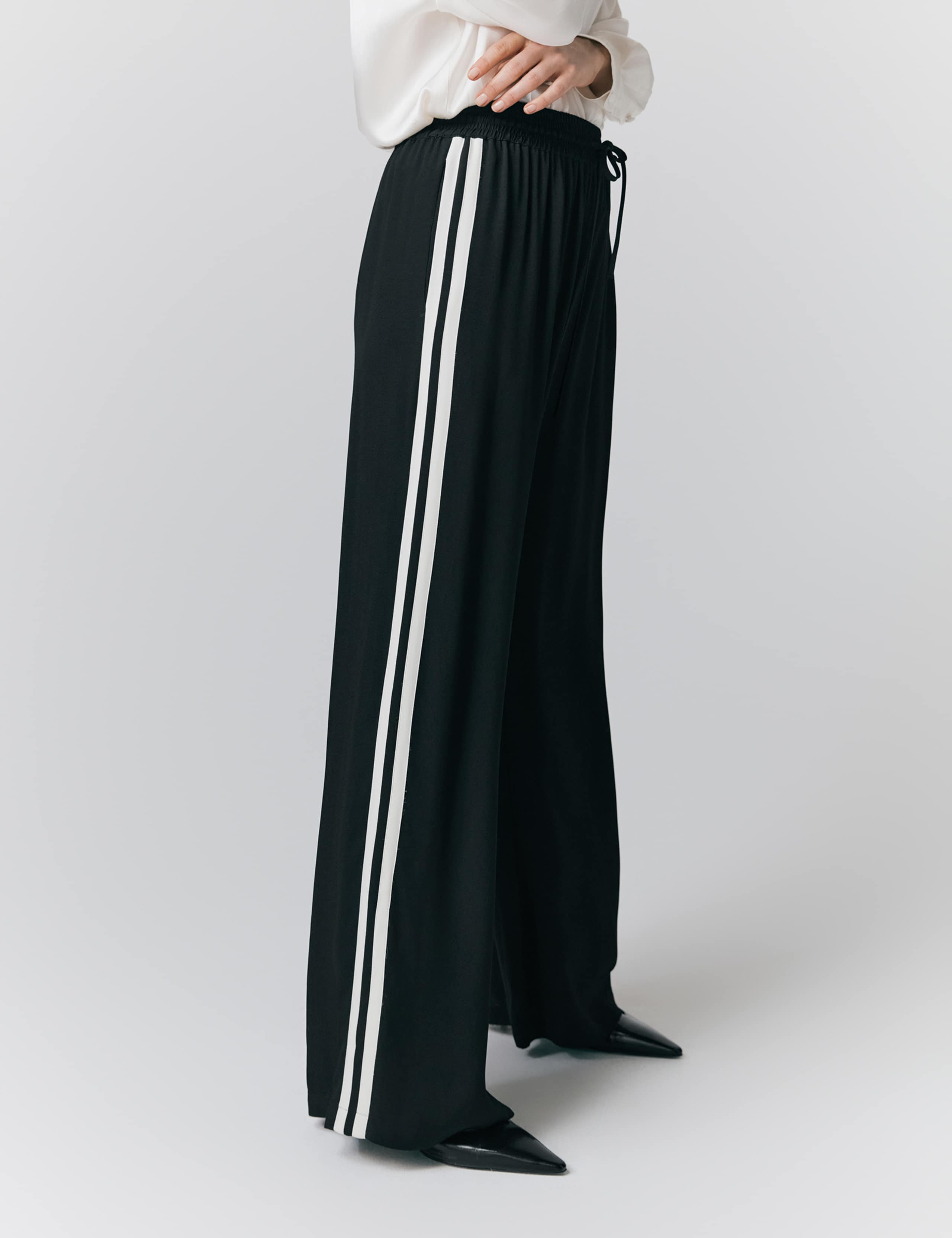 Satin Side Stripe Drawstring Wide Leg Trousers 4 of 4