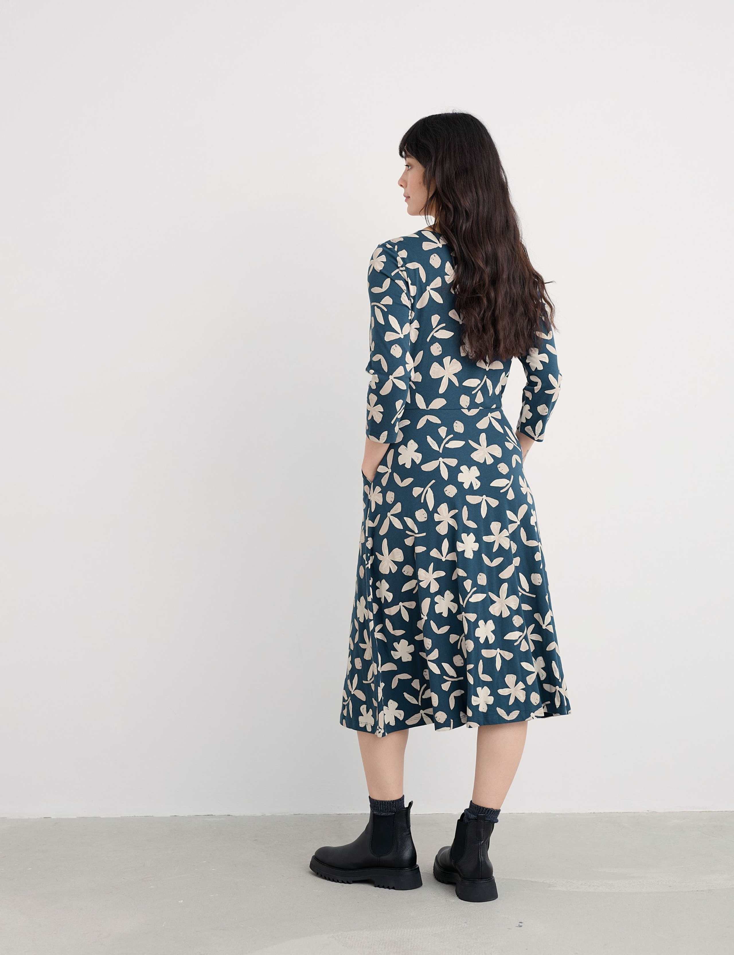 Cotton Rich Jersey Floral Midi Skater Dress 4 of 5