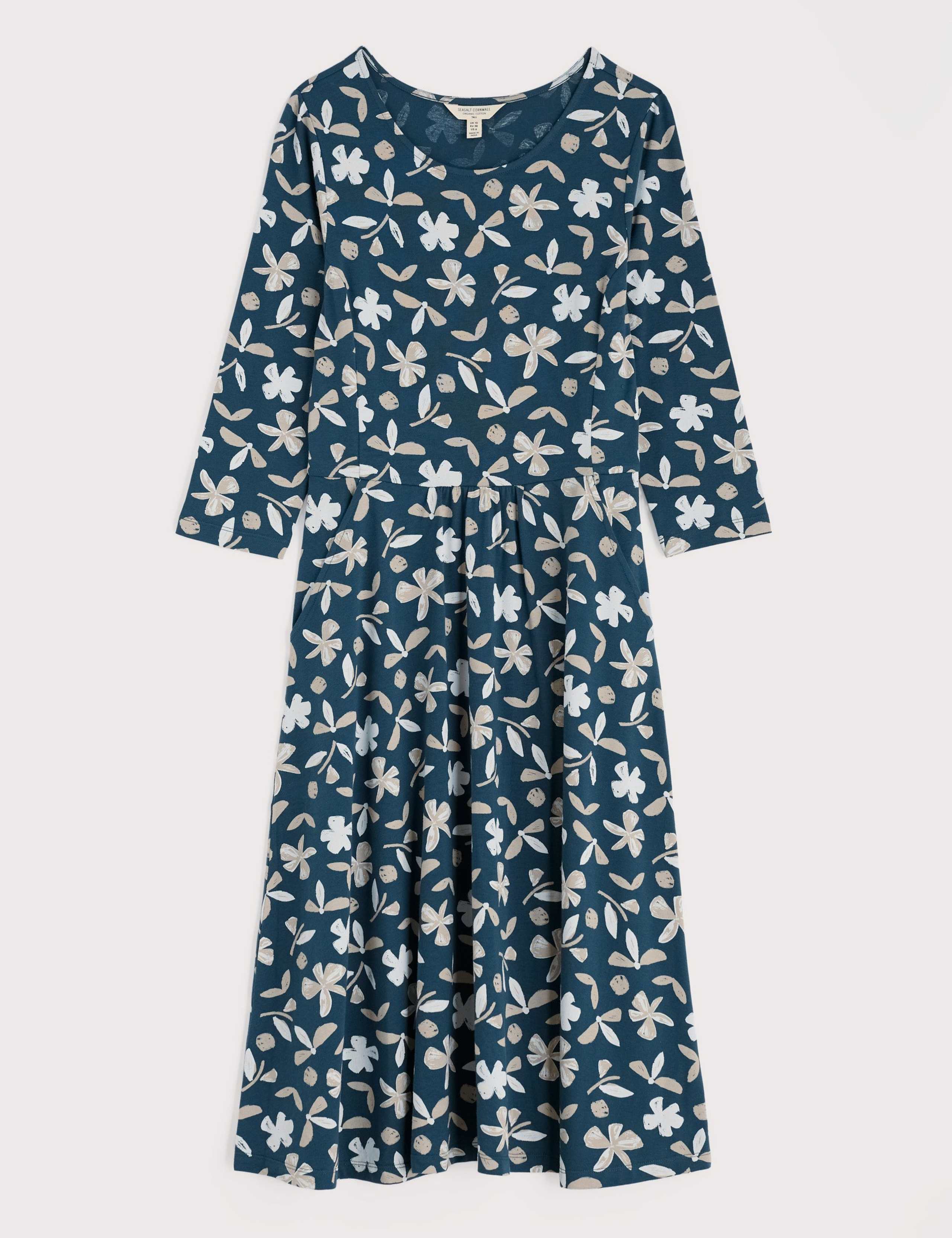 Cotton Rich Jersey Floral Midi Skater Dress 2 of 5