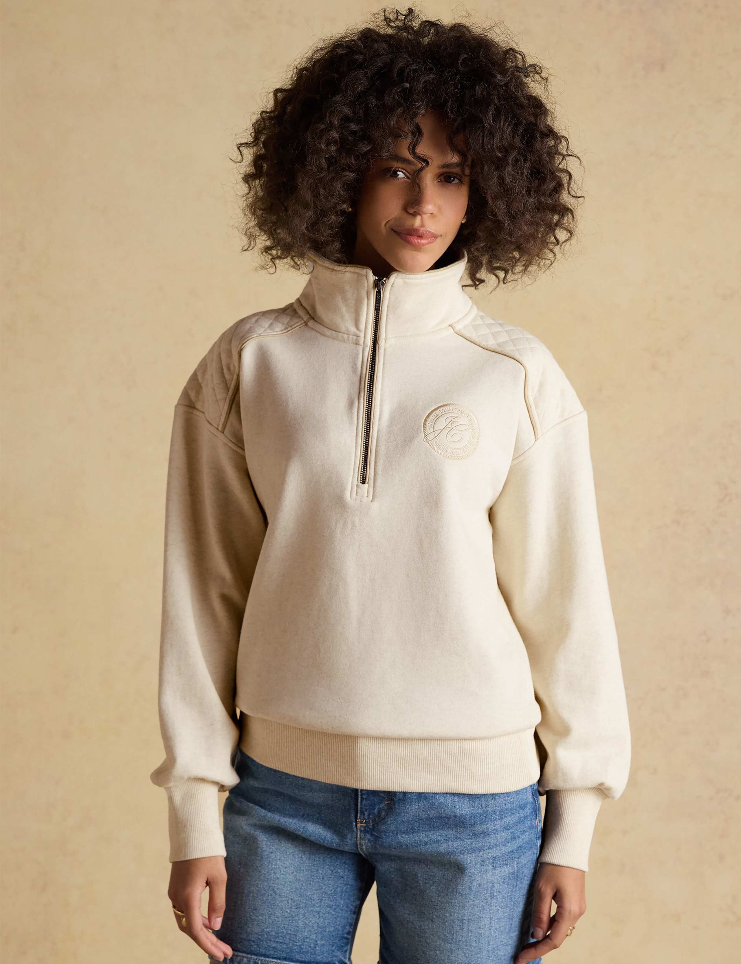 Pure Cotton Embroidered Half Zip Sweatshirt 2 of 8