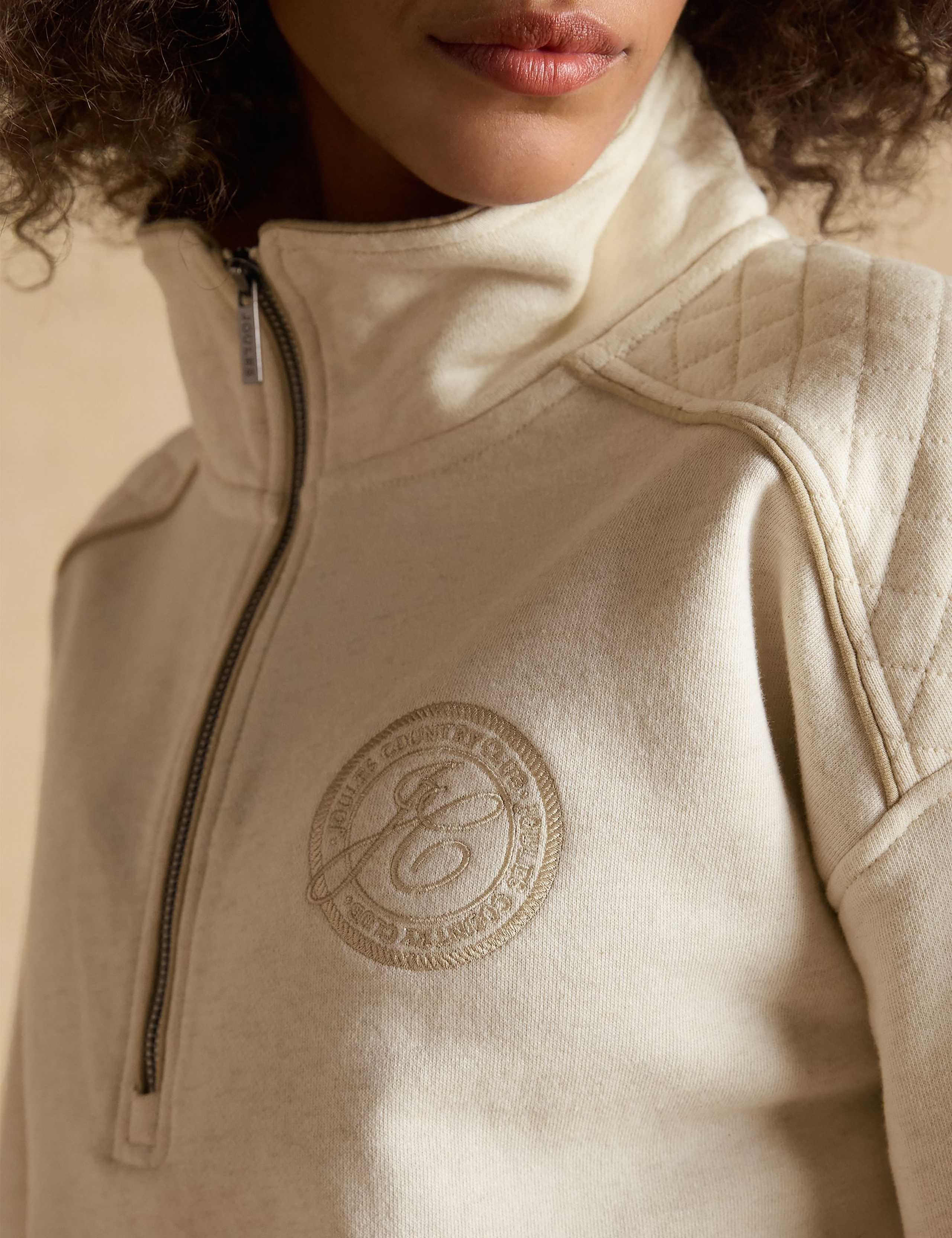 Pure Cotton Embroidered Half Zip Sweatshirt 6 of 8