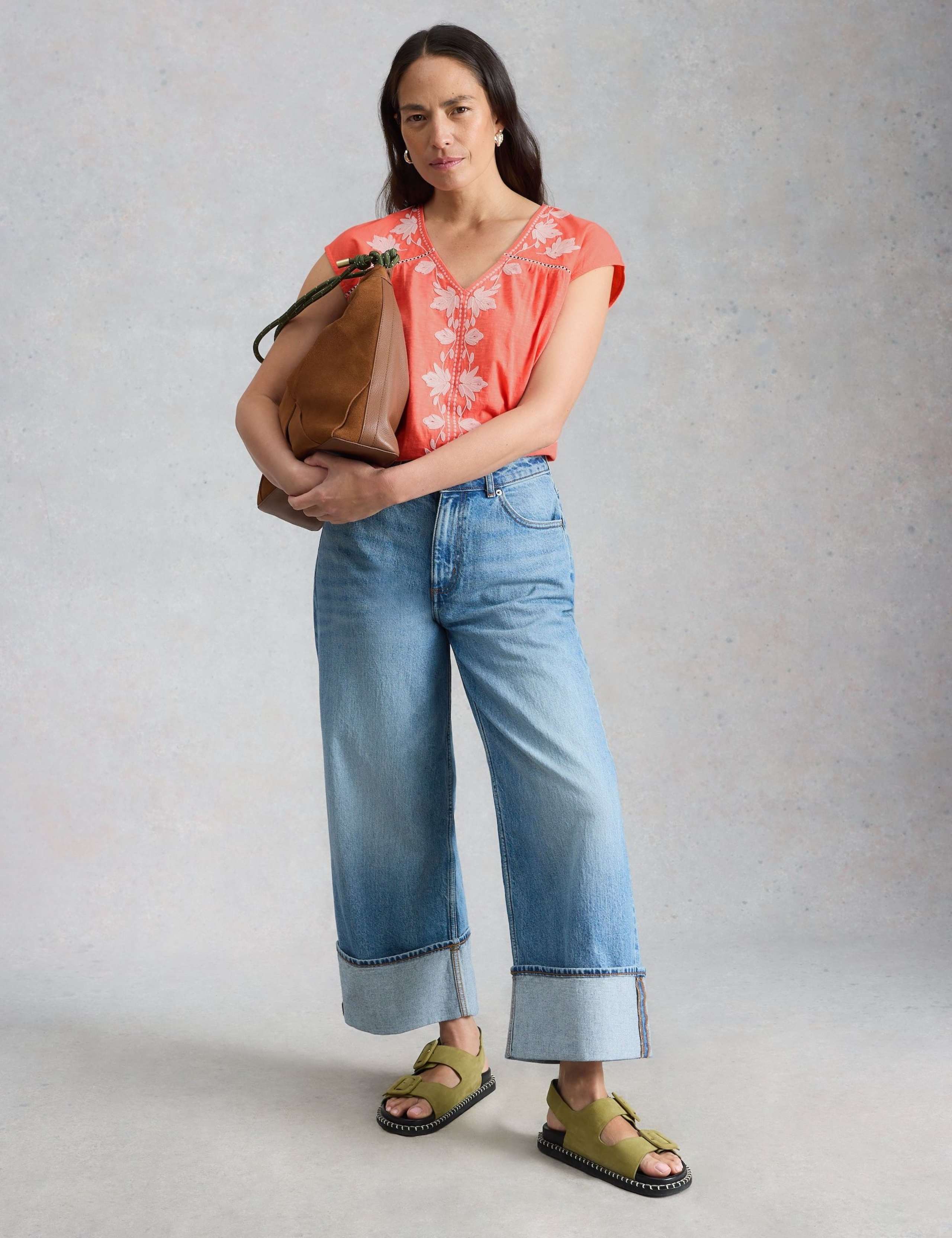 Pure Cotton Embroidered Floral Lace Insert Top 3 of 6