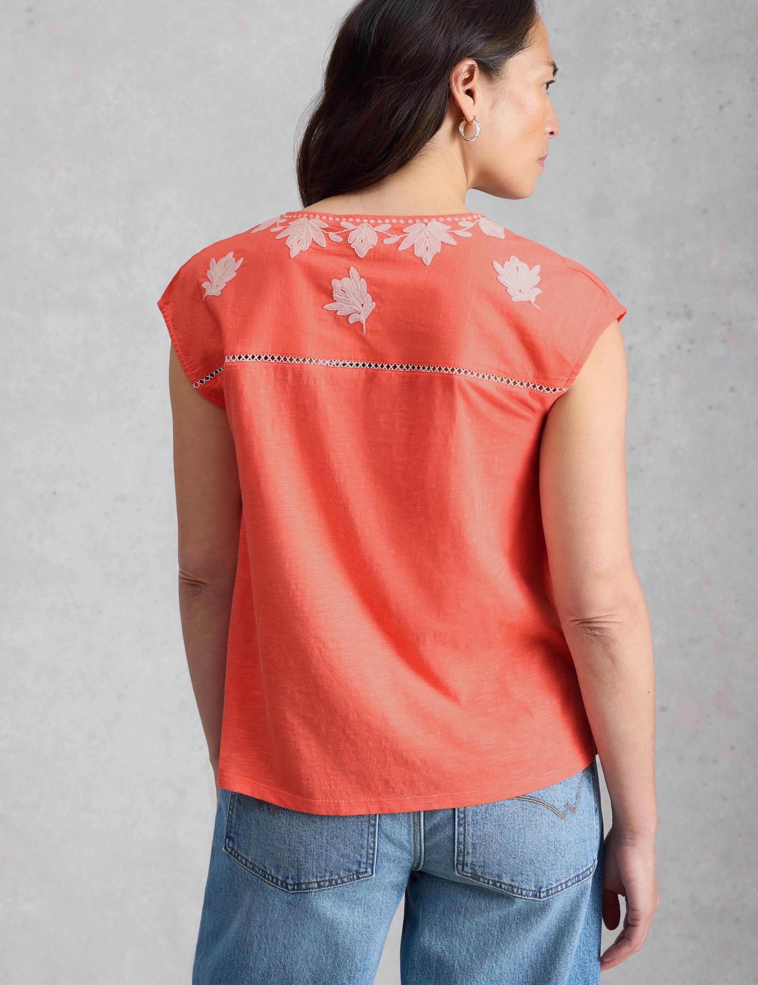Pure Cotton Embroidered Floral Lace Insert Top 5 of 6