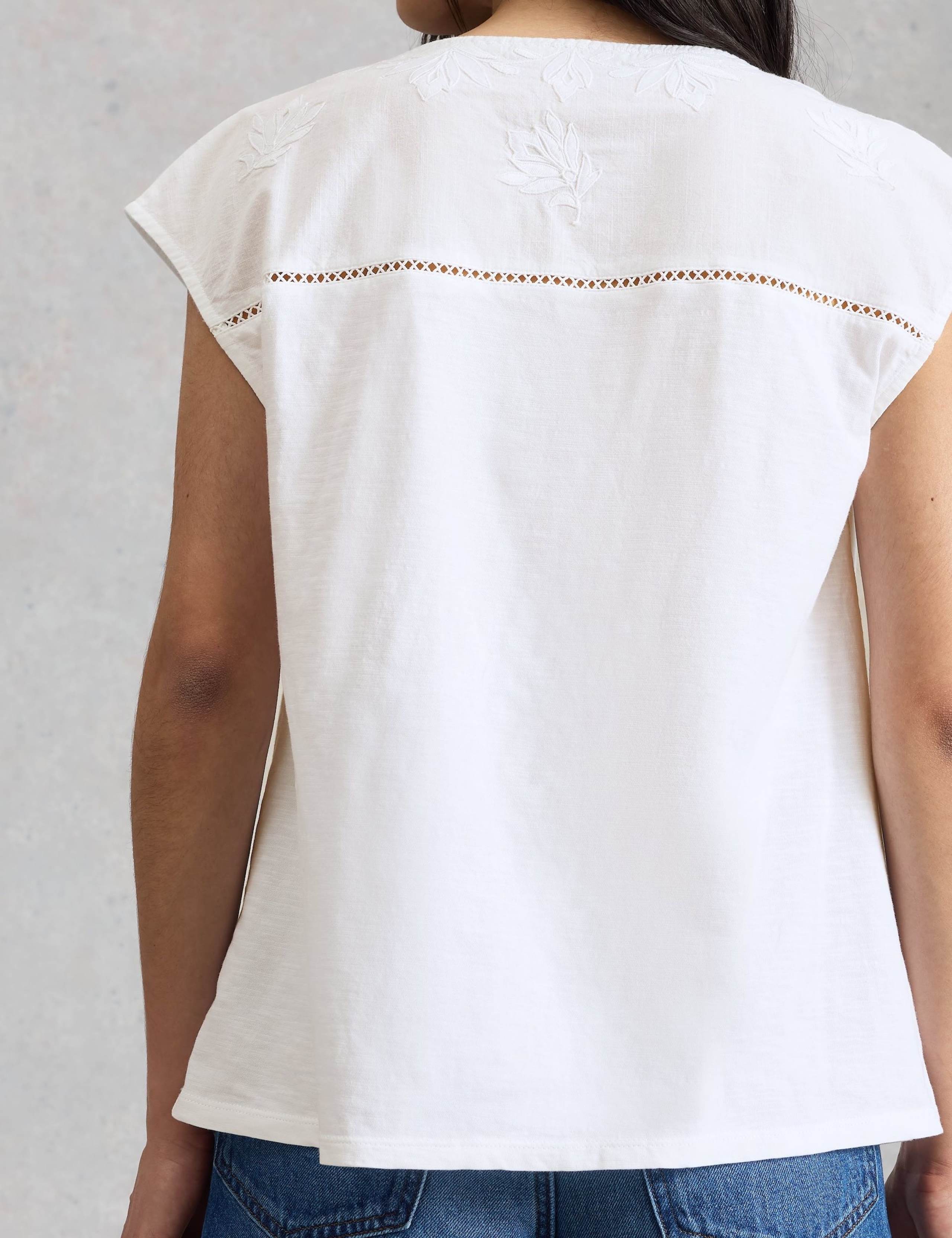 Pure Cotton Embroidered Floral Lace Insert Top 5 of 6