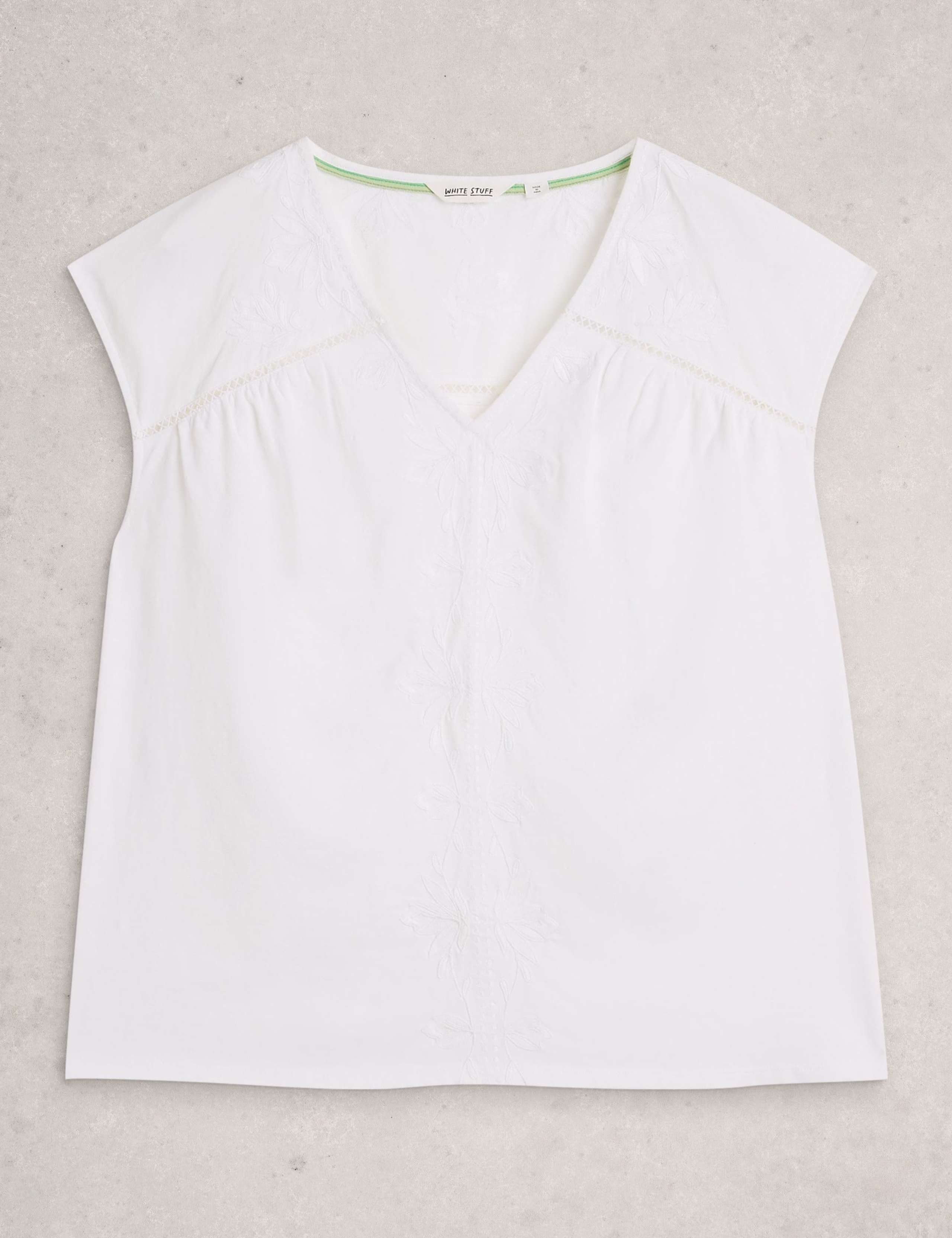 Pure Cotton Embroidered Floral Lace Insert Top 2 of 6