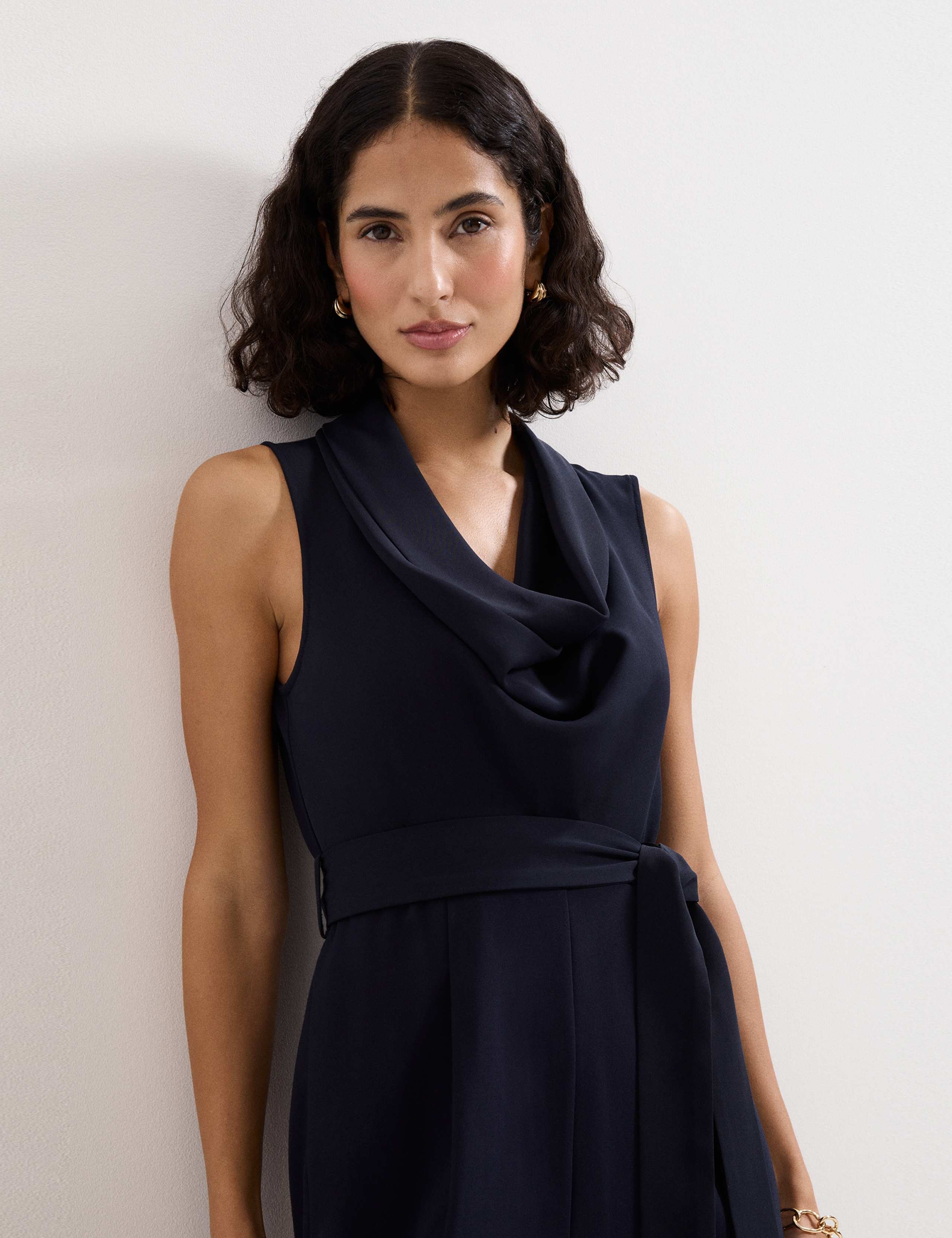 Cowl Neck Belted Sleeveless Jumpsuit 4 of 7