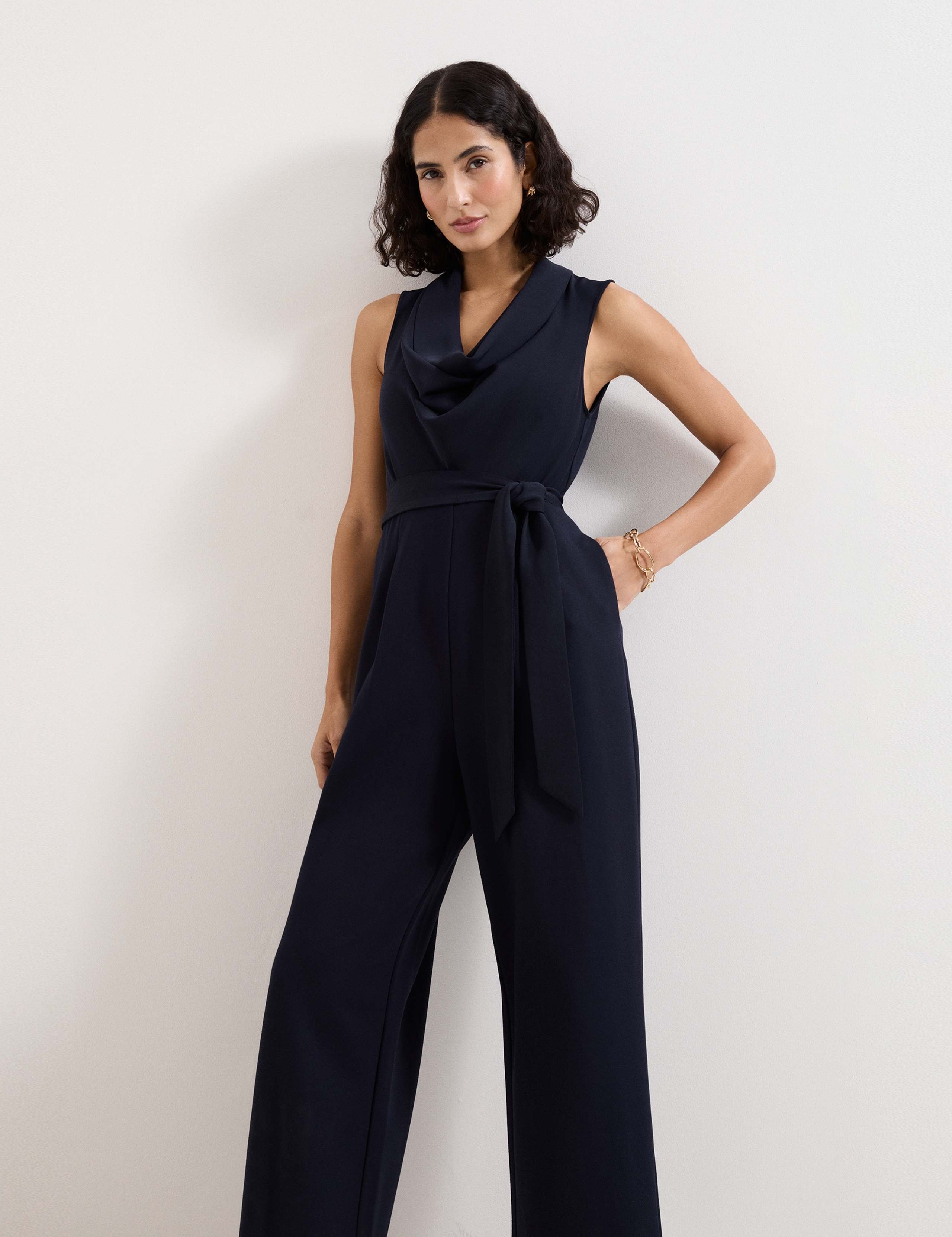 Cowl Neck Belted Sleeveless Jumpsuit 7 of 7