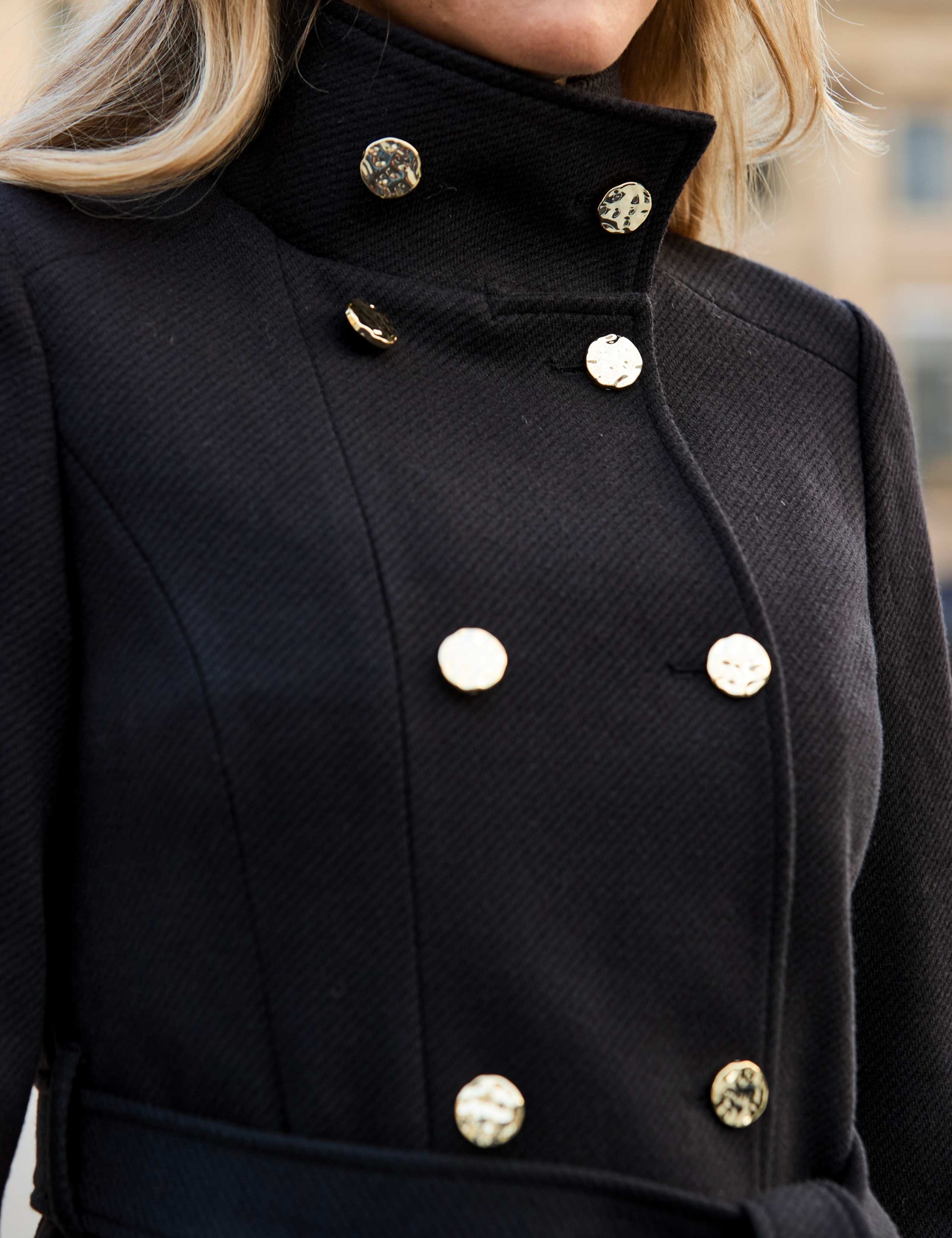 Belted Funnel Neck Tailored Coat 3 of 7