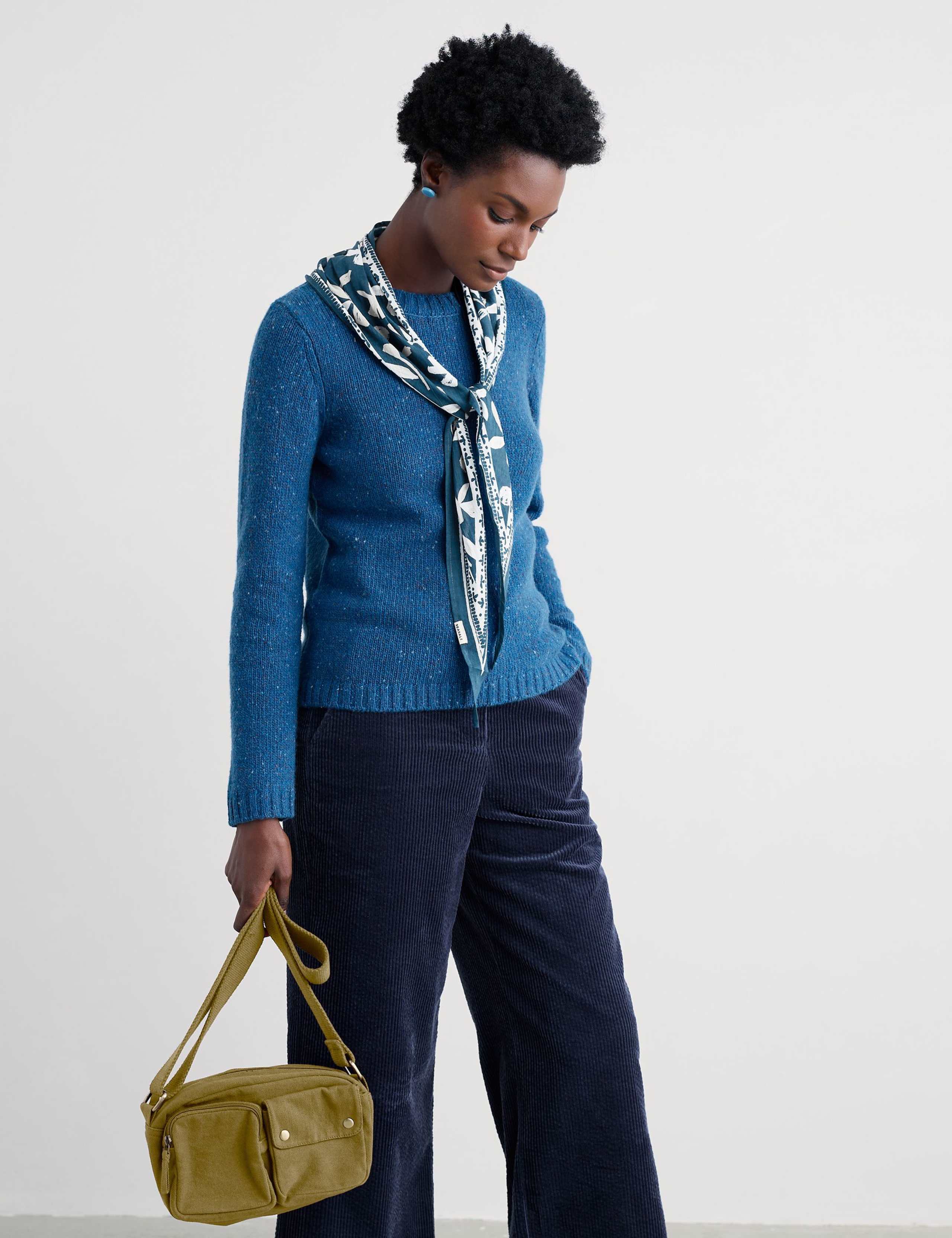 Merino Wool Rich Textured Crew Neck Jumper 1 of 5