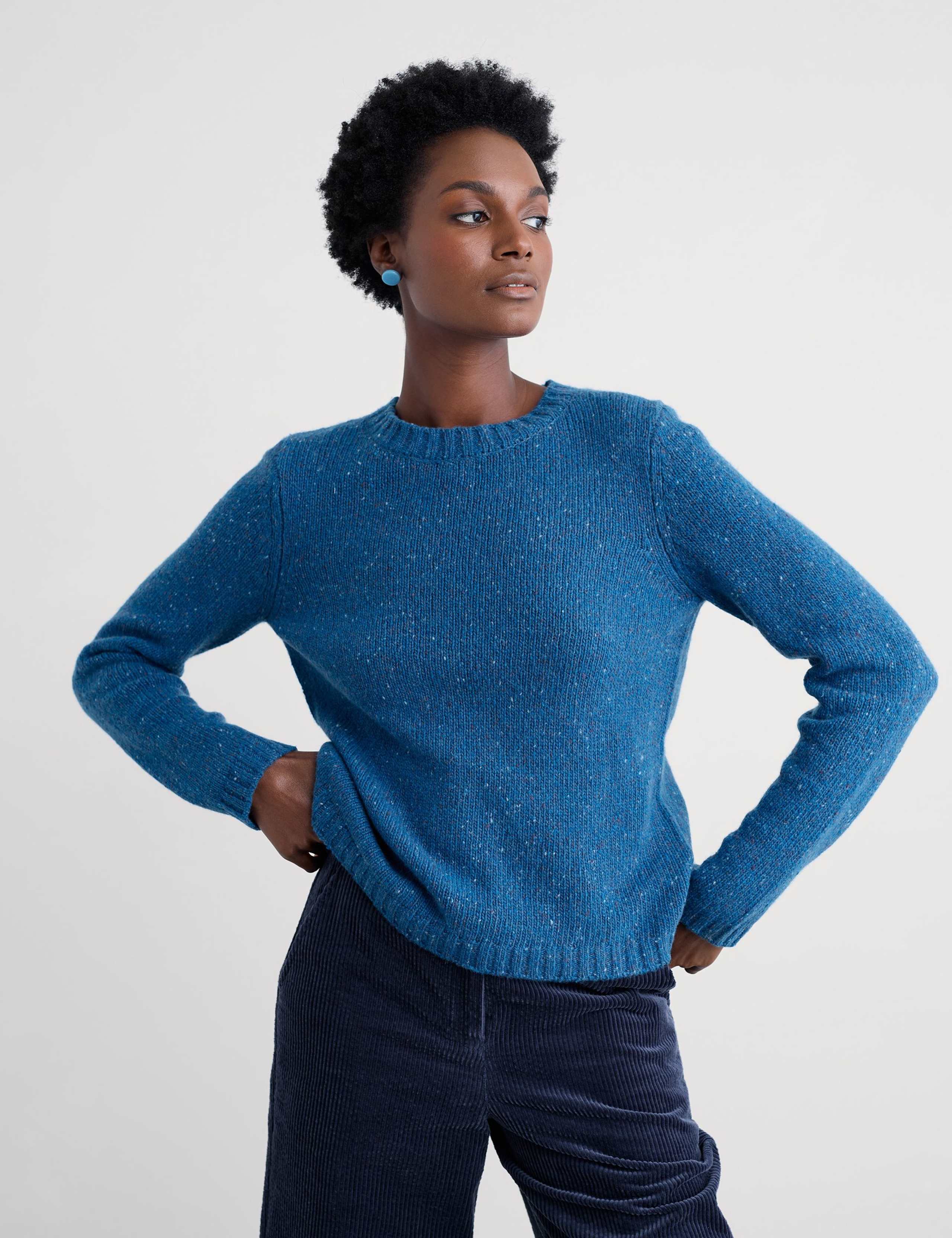 Merino Wool Rich Textured Crew Neck Jumper 3 of 5