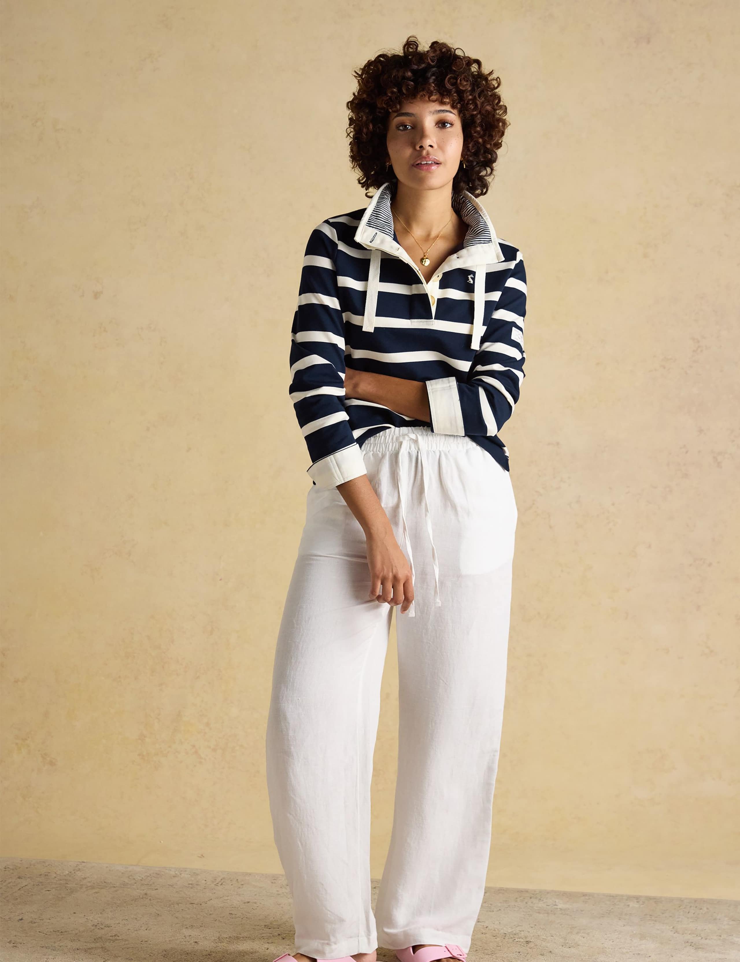 Cotton Rich Striped Funnel Neck Sweatshirt 2 of 8