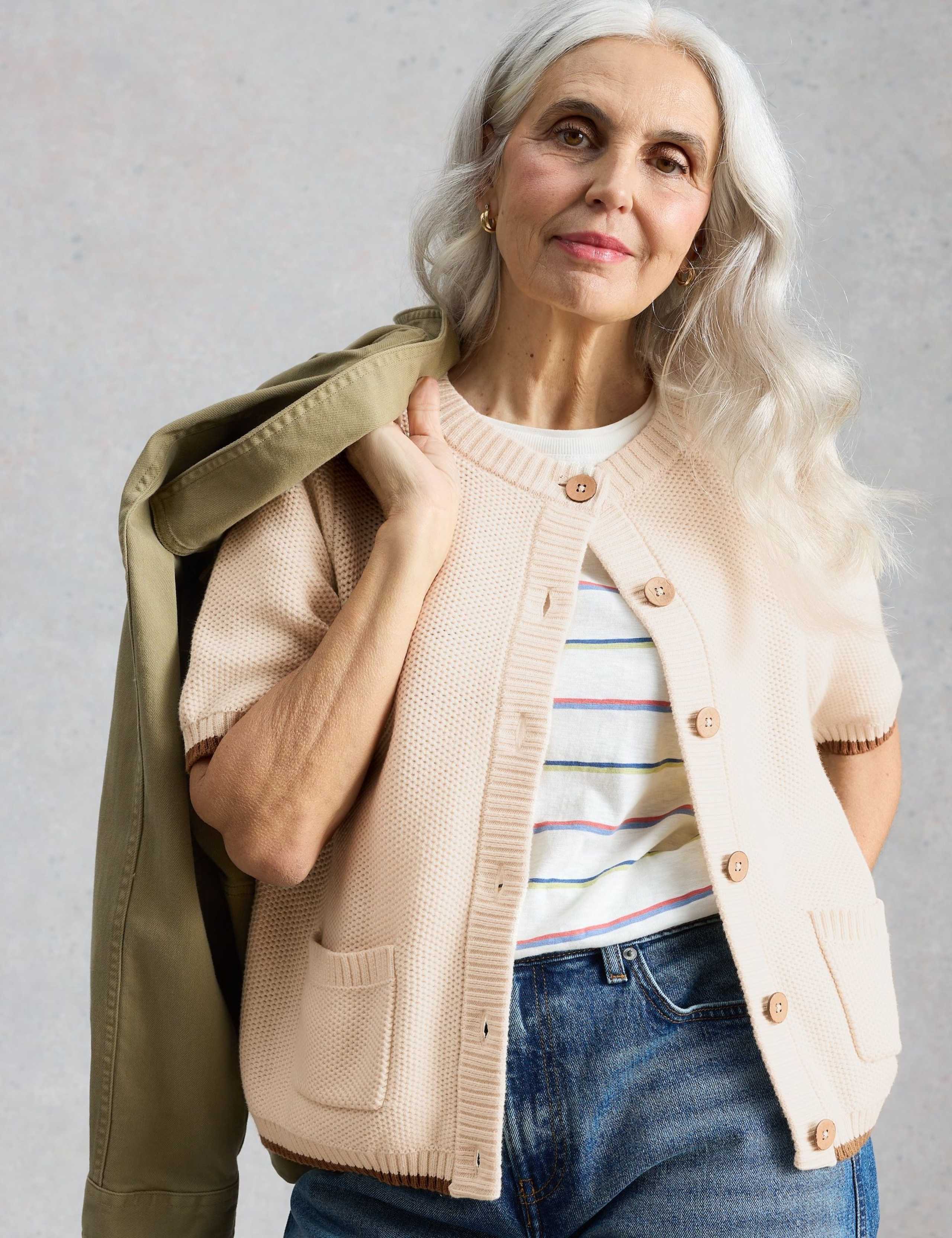 Pure Cotton Textured Crew Neck Cardigan 4 of 6