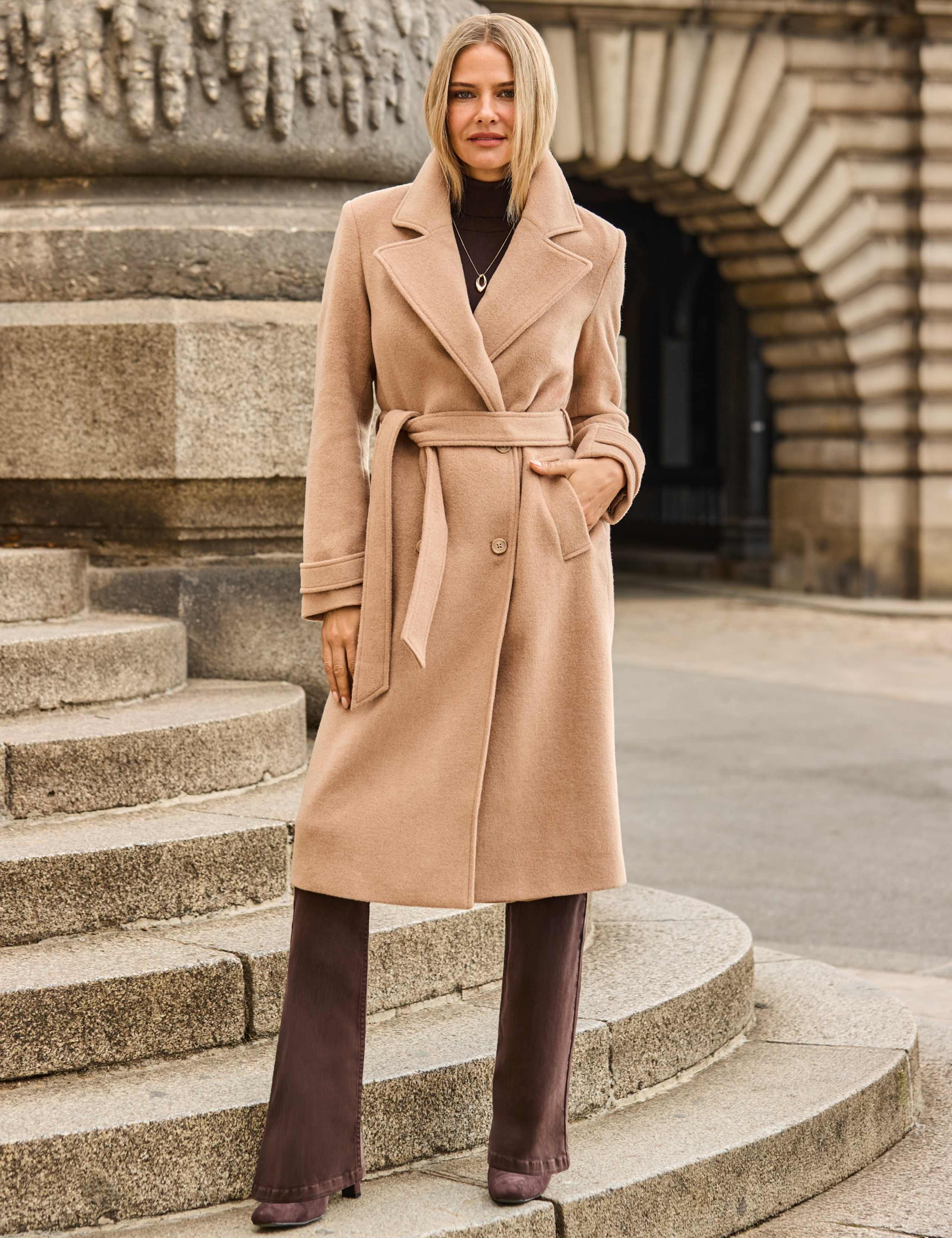 Wool Blend Belted Tailored Coat 1 of 7