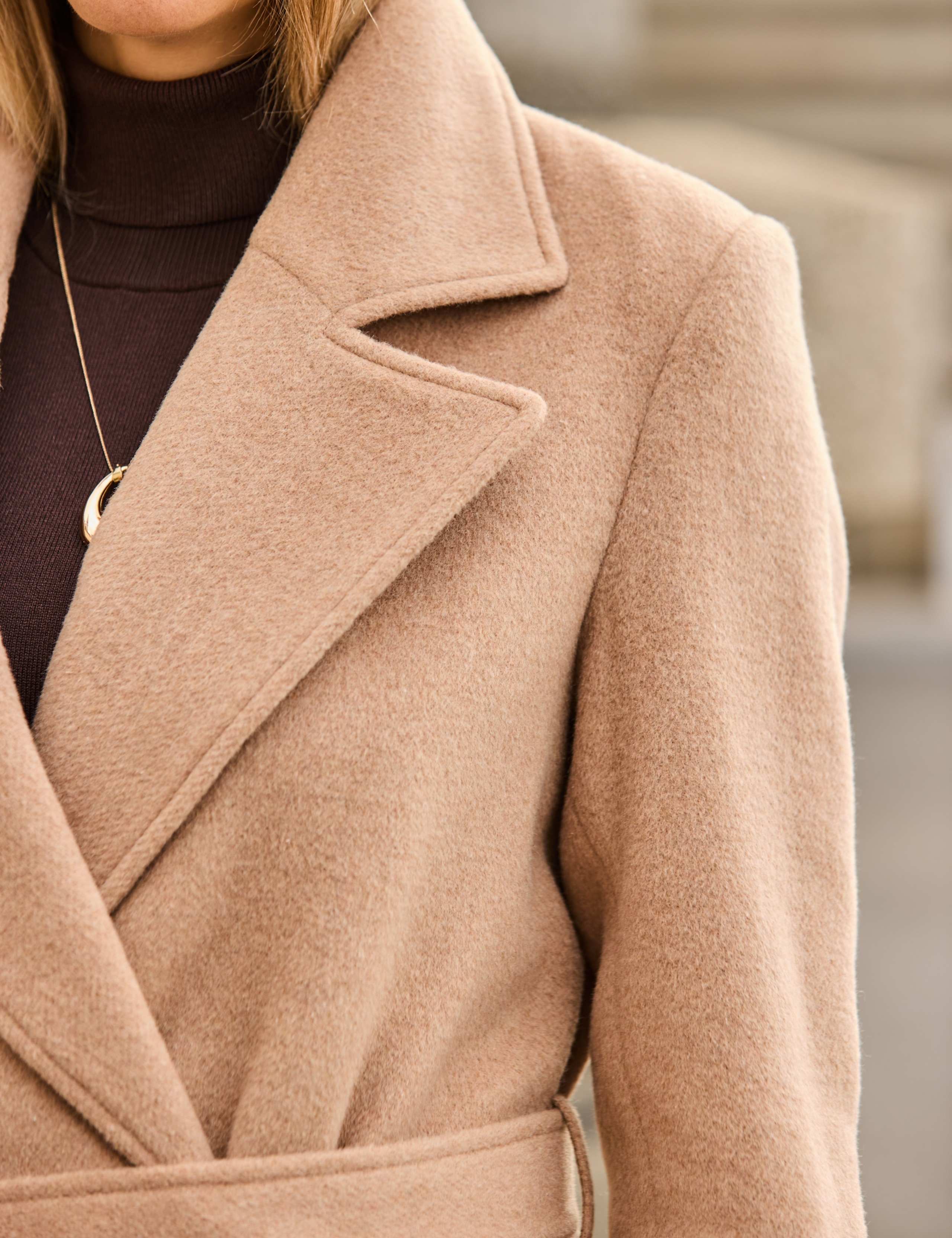 Wool Blend Belted Tailored Coat 2 of 7