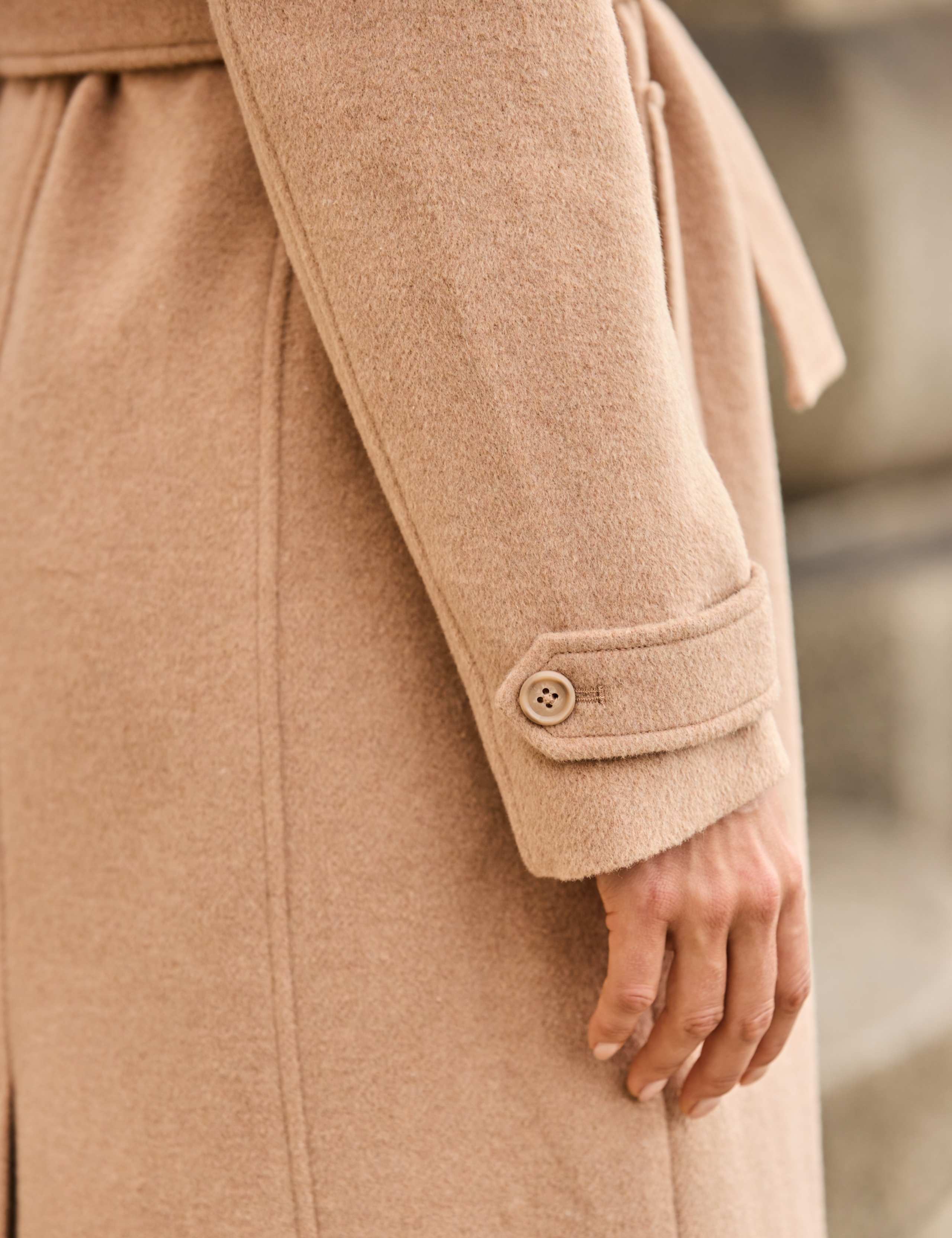 Wool Blend Belted Tailored Coat 3 of 7