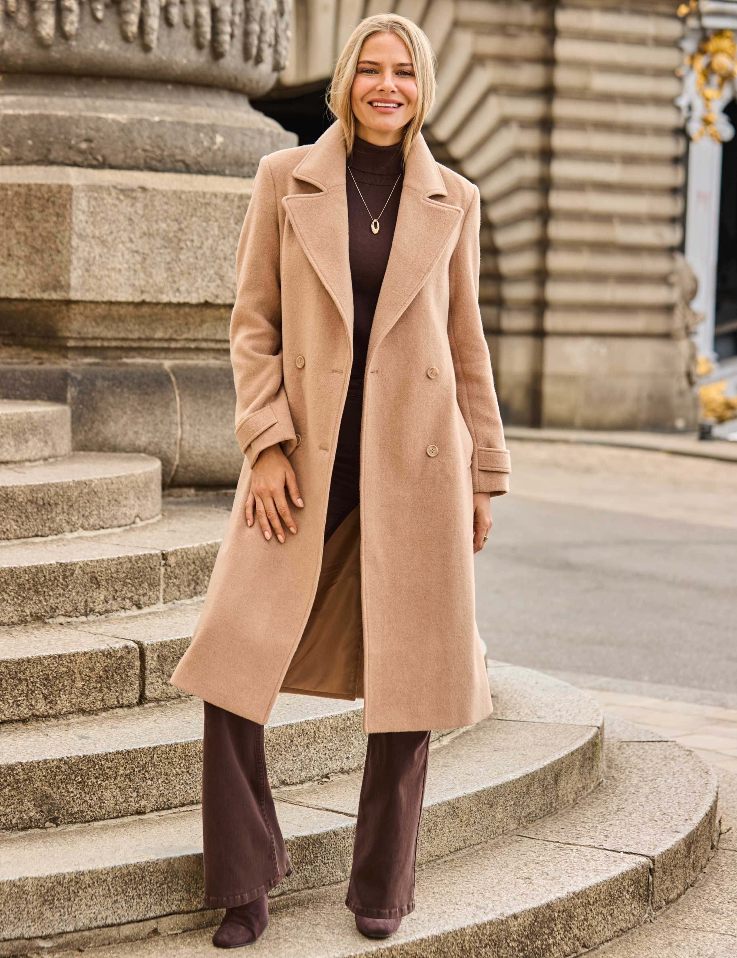 Wool Blend Belted Tailored Coat 5 of 7
