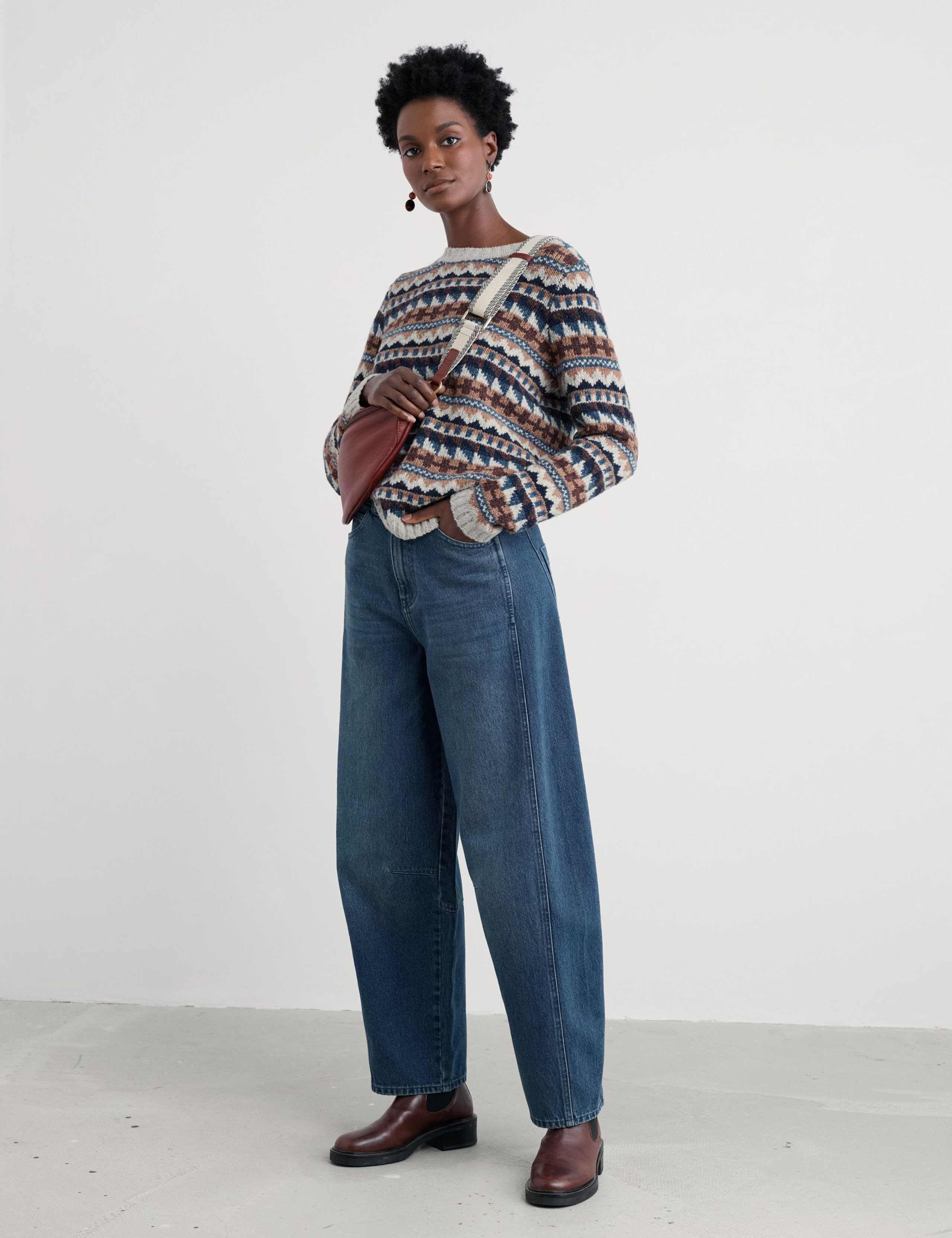 Merino Wool Rich Fair Isle Crew Neck Jumper 1 of 5