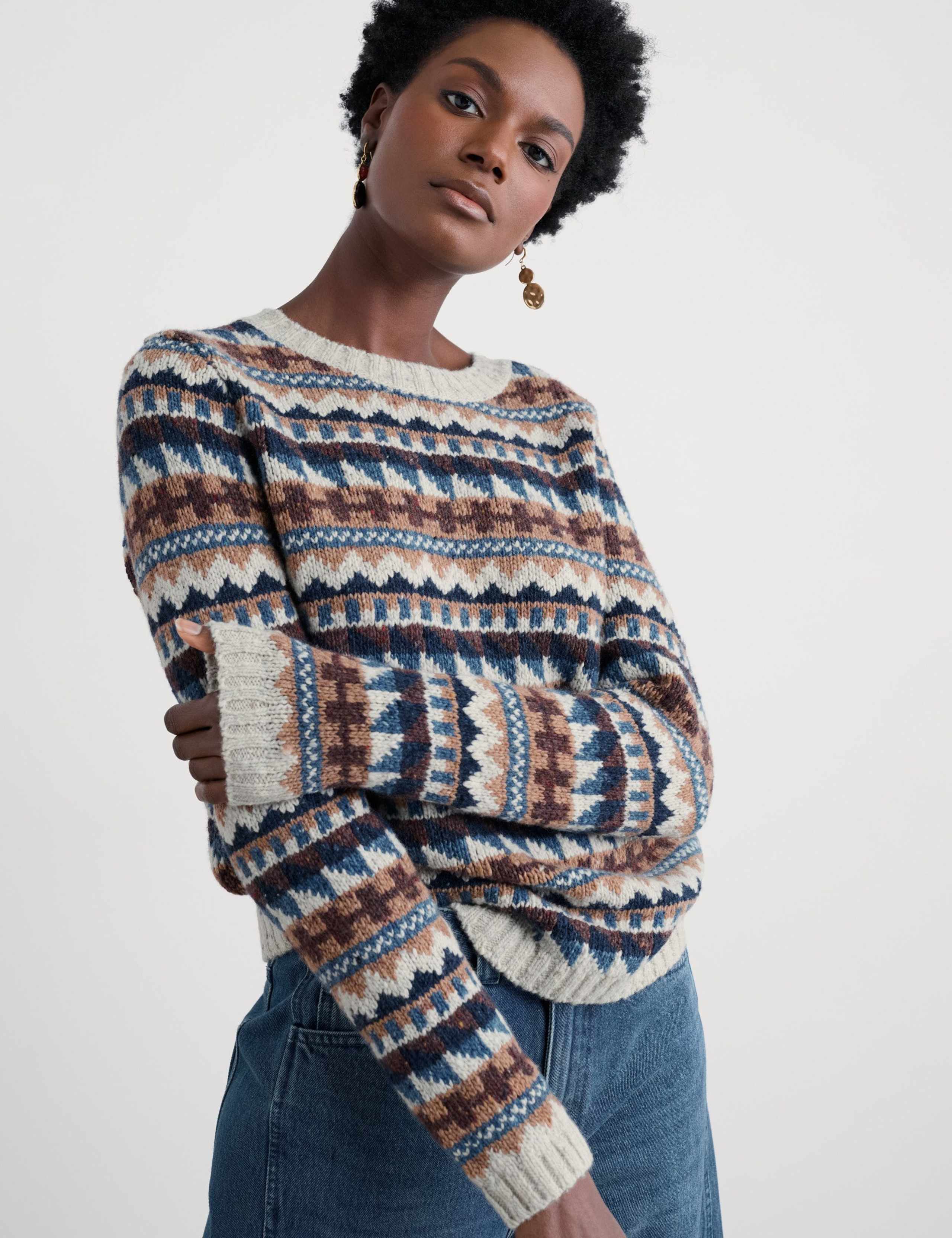 Merino Wool Rich Fair Isle Crew Neck Jumper 3 of 5